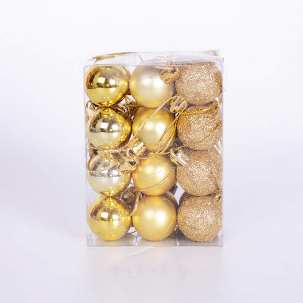 24-Piece Shatterproof Glitter Christmas Tree Ornaments Set - Gold Shiny, Matte & Frosted Plastic Hanging Balls for Holiday Decor | Perfect for Xmas Tree, Home, Party & Festive Decoration