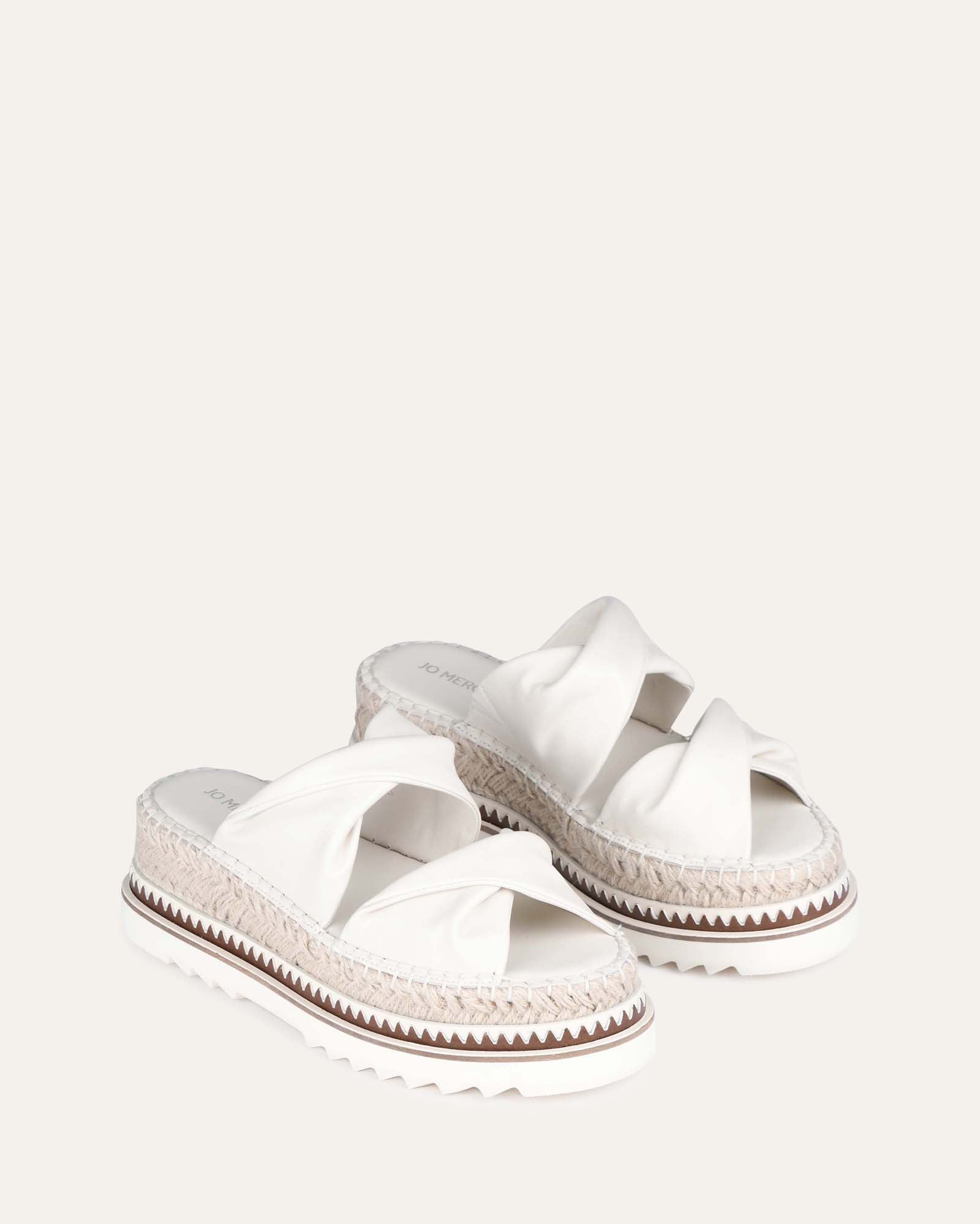 Elena Espadrille Slides - Off White Leather Comfortable Sandals for Women | Perfect for Beach, Pool, and Summer Outfits