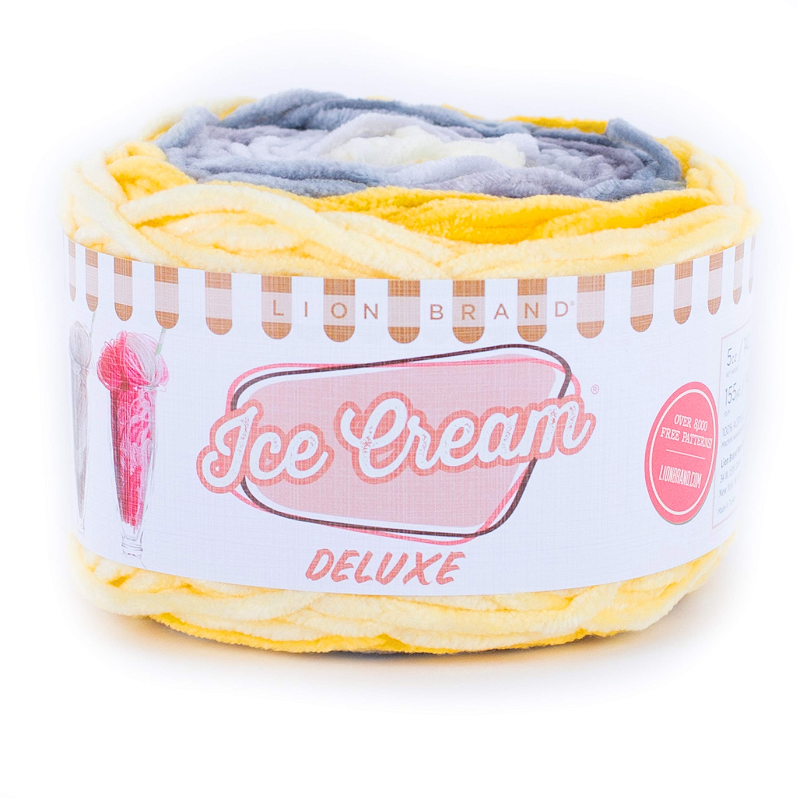 Lion Brand Yarn Ice Cream Deluxe - Soft & Chunky Silver Sands Yarn for Knitting & Crocheting | Perfect for Scarves, Blankets & DIY Crafts