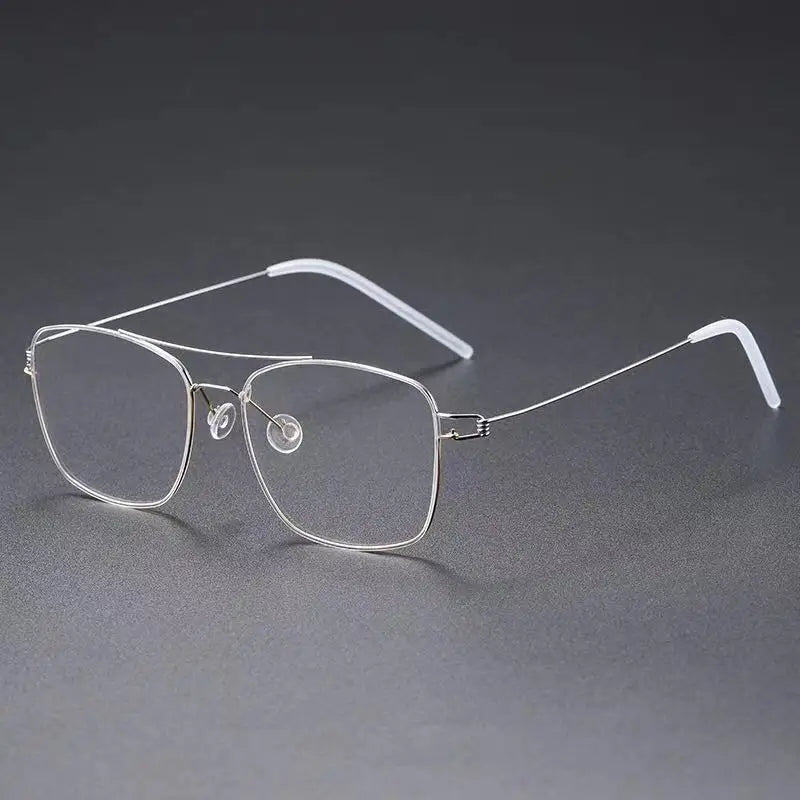 Aimee Unisex Full Rim Square Double Bridge Titanium Eyeglasses 1554 - Lightweight Durable Frame for Men & Women - Perfect for Reading, Work, and Everyday Use