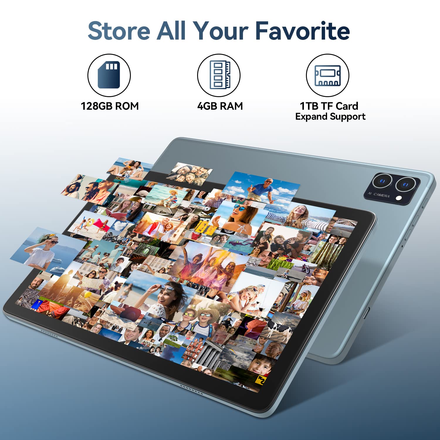2025 Latest 10-inch Android Tablet - Octa-Core 5G WiFi Tablet with Keyboard, 128GB+8GB RAM & 1TB Expandable Storage, 13MP Dual Camera, Bluetooth, GPS, HD Touchscreen - Perfect for Work, Study & Entertainment