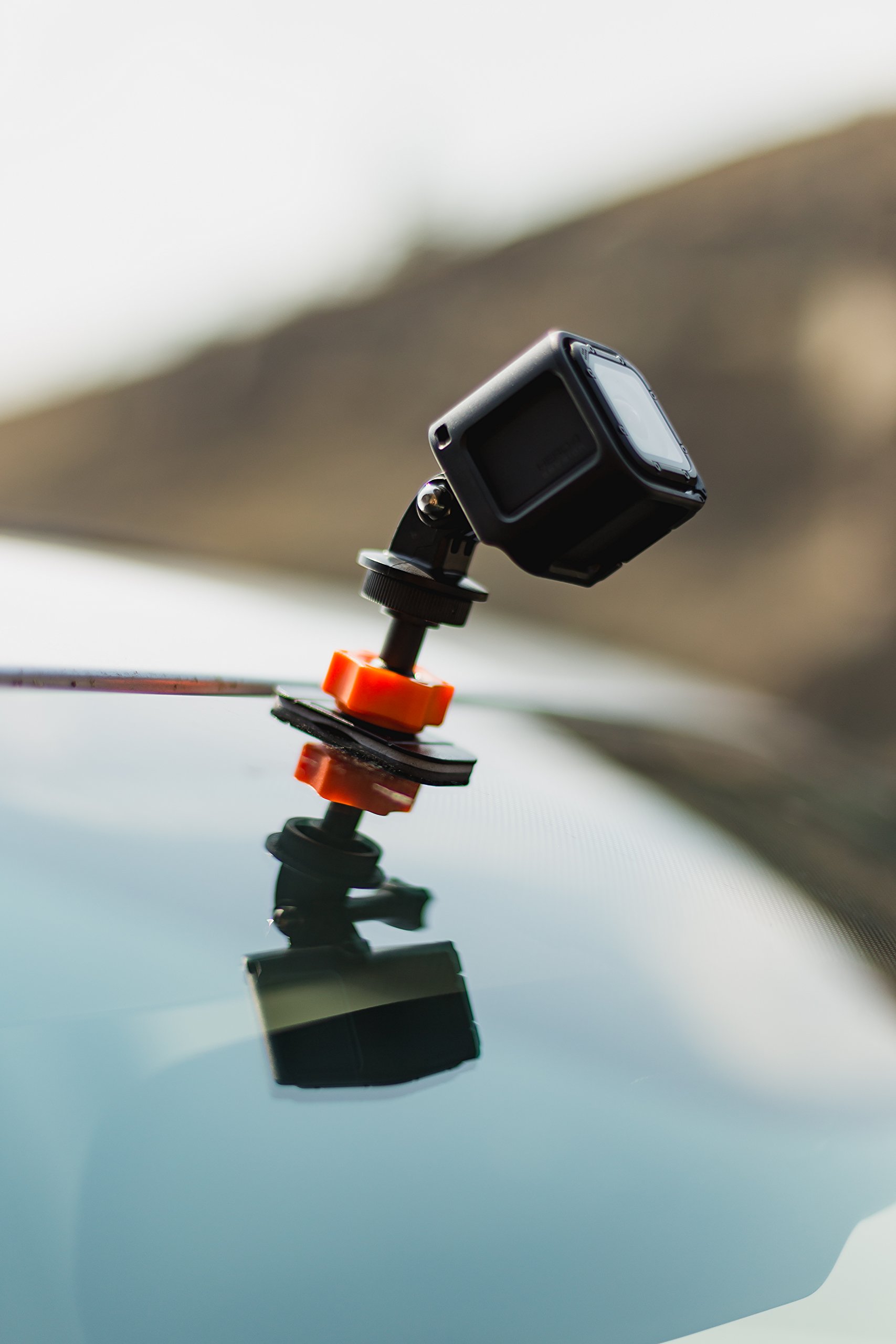 Sticky Mounts Camera Adhesive Mounts with Ball Head for GoPro & Action Cameras - Secure Mounting for Sports, Drones, Motorcycles (Black/Orange) - Perfect for Adventure, Vlogging & Outdoor Activities