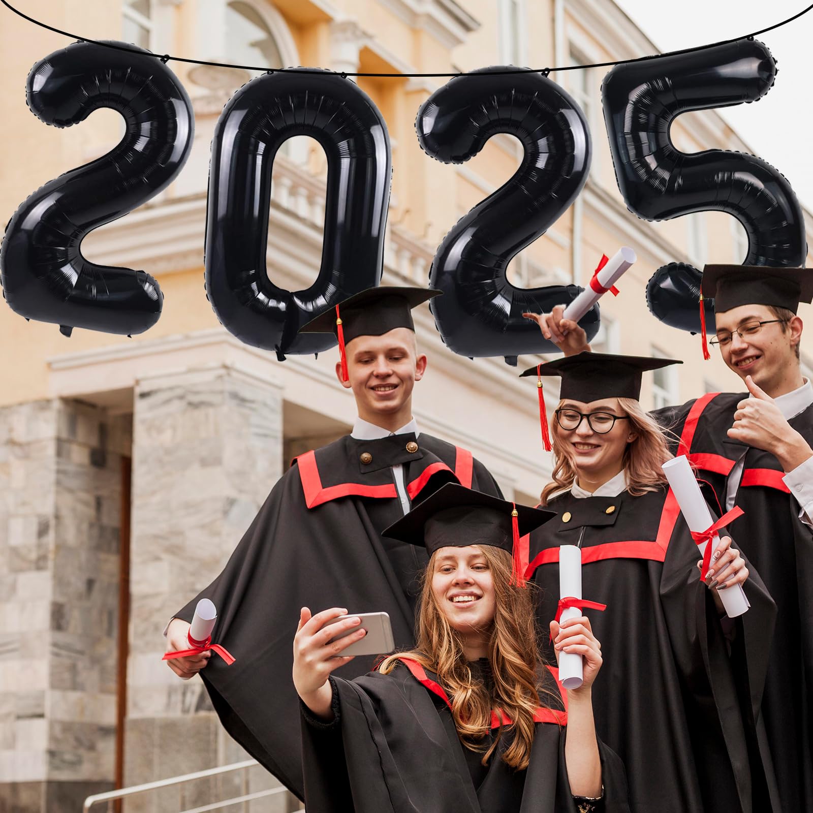 40 Inch 2025 Black Foil Number Balloons - Large Graduation & New Year Party Decorations for Class of 2025 Celebrations, Birthday, Anniversary & Festive Events