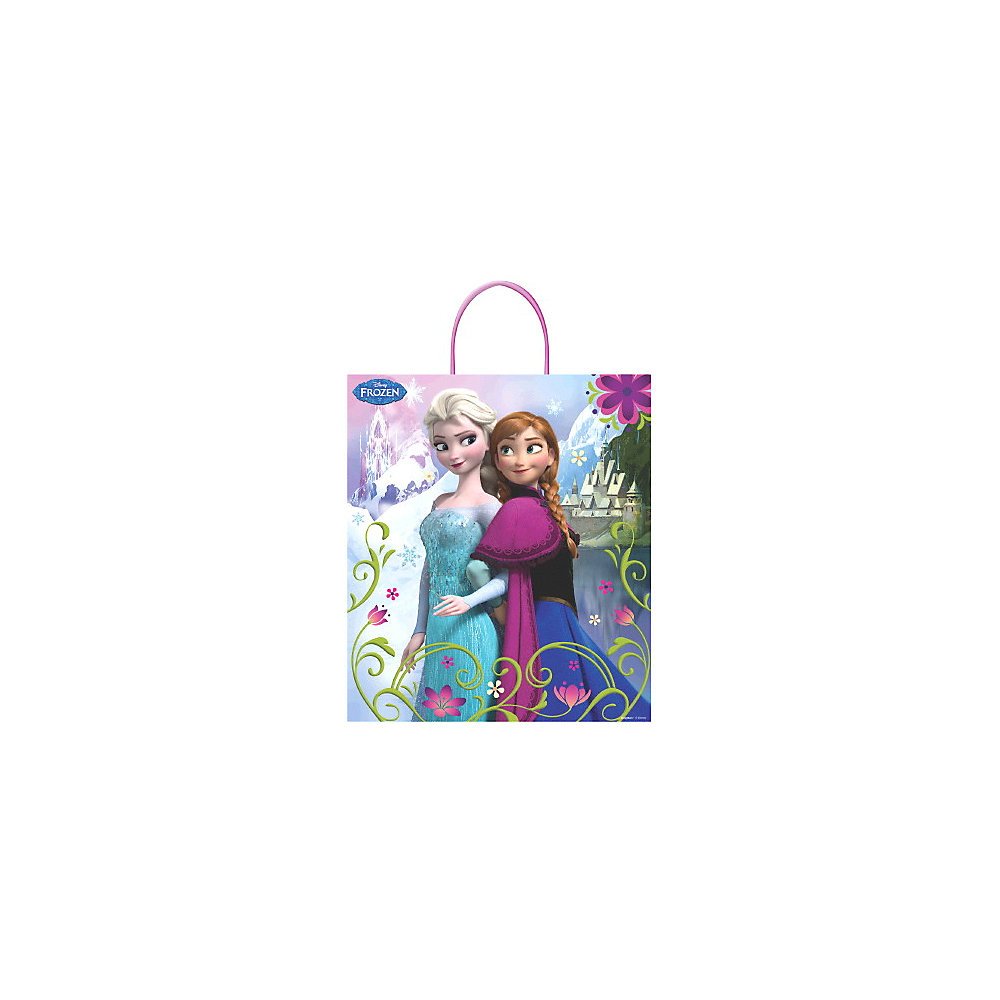 Disney Frozen Plastic Handle Treat Bags - Party Favor Bags for Kids Birthday, Halloween Goodie Bags, Christmas Gift Bags - Perfect for Frozen Themed Parties & Events