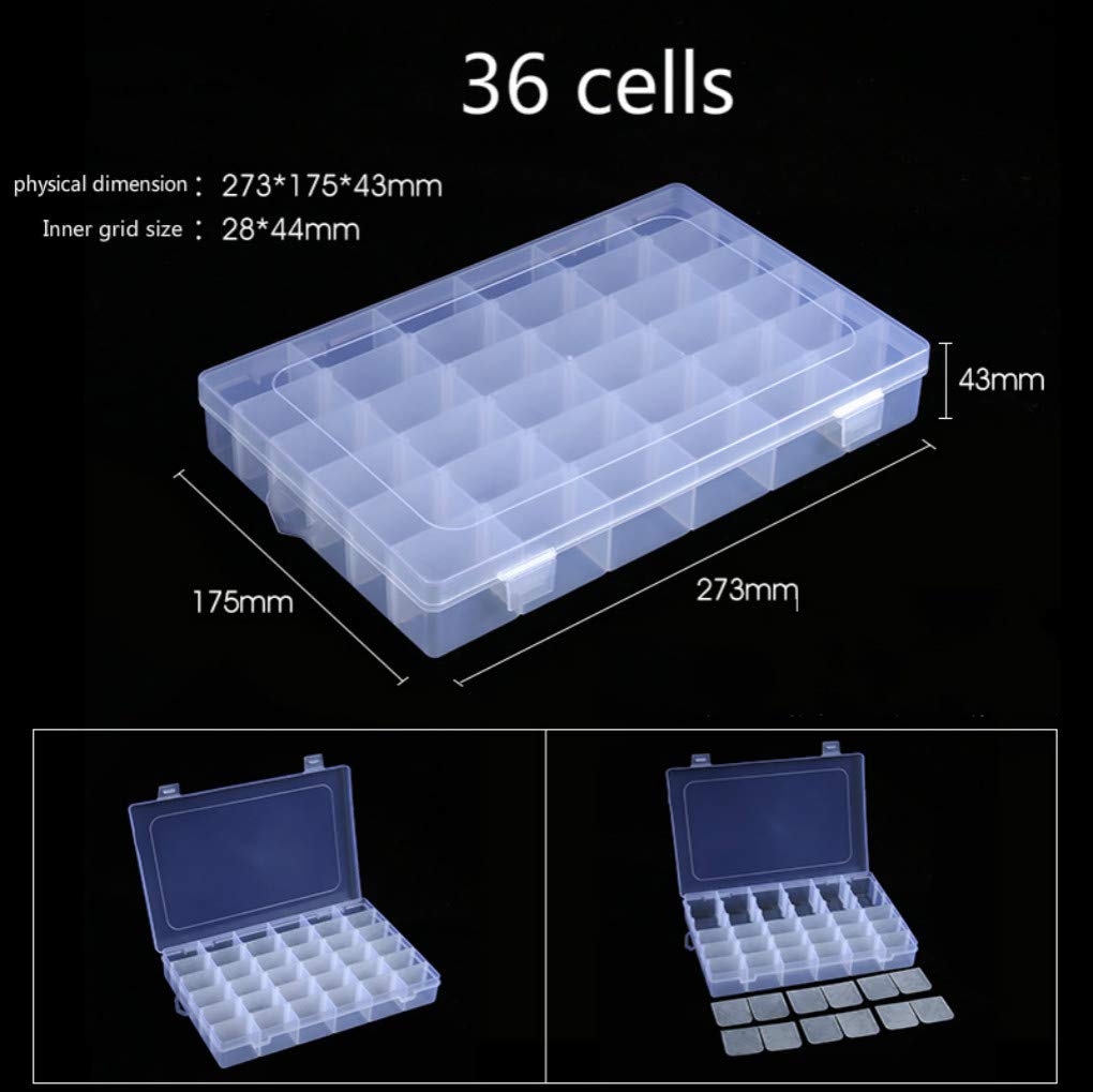 Transparent Plastic Sorting Box - 36 Cells (2pcs) for Jewelry, Electronic Components & Small Parts Storage | Durable Organizer for DIY Crafts, Beading & Home Organization