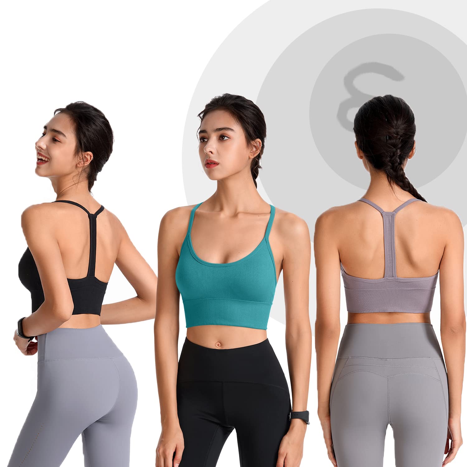 Evercute Padded Racerback Sports Bras for Yoga & Workout - Low Impact Fitness Wear