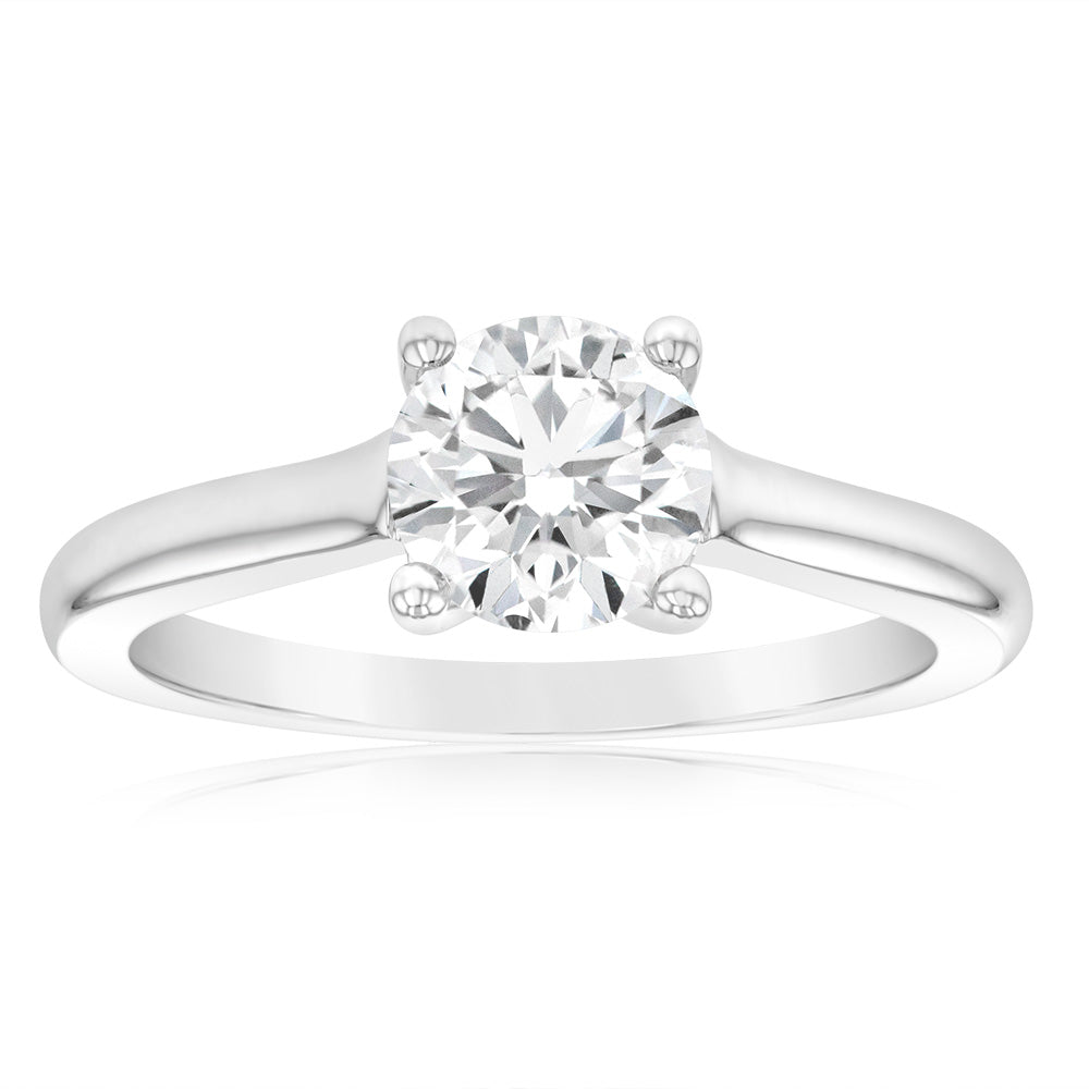 0.95 Carat Solitaire Diamond Engagement Ring in 18K White Gold - Perfect for Proposals, Weddings & Anniversary Gifts