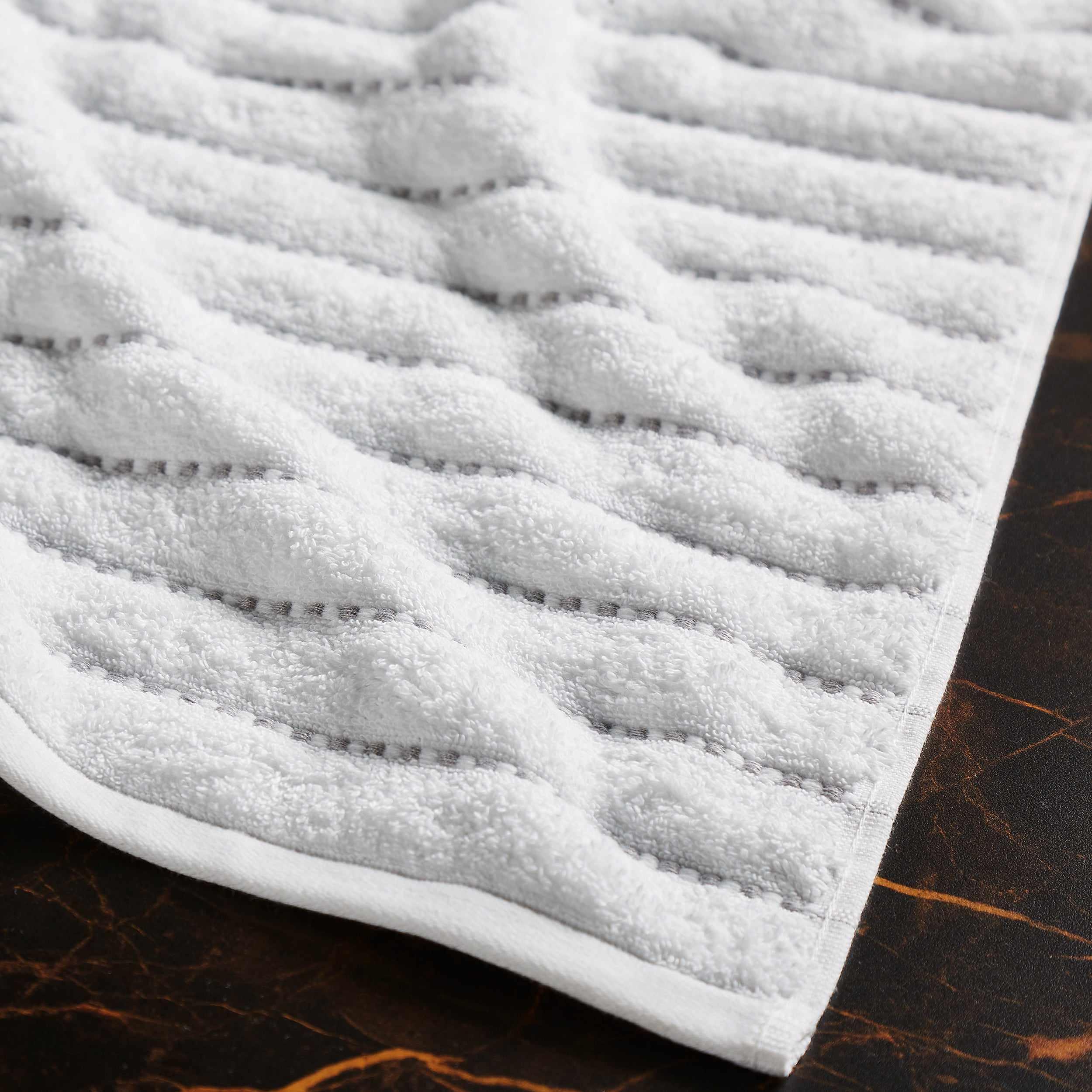 Organic Cotton Wave Plush Stripe 2-Piece Bath Sheet Towel Set - Ultra Soft & Absorbent for Spa, Bathroom & Beach Use