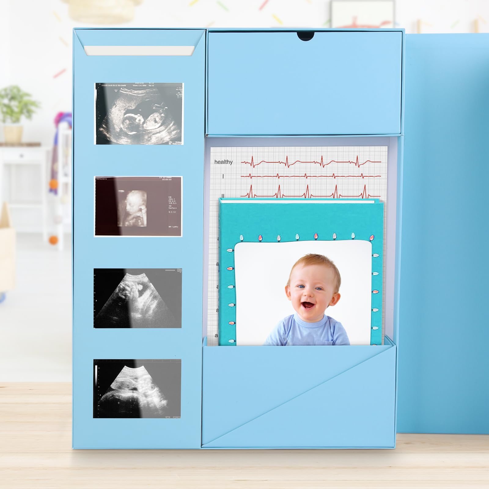 Baby Keepsake Memory Box for Boys & Girls - First Year Pregnancy Storage Organizer with Tin - Perfect for Preserving Newborn Milestones, Hospital Mementos & Family Heirlooms | Nursery Organization & Gift Idea