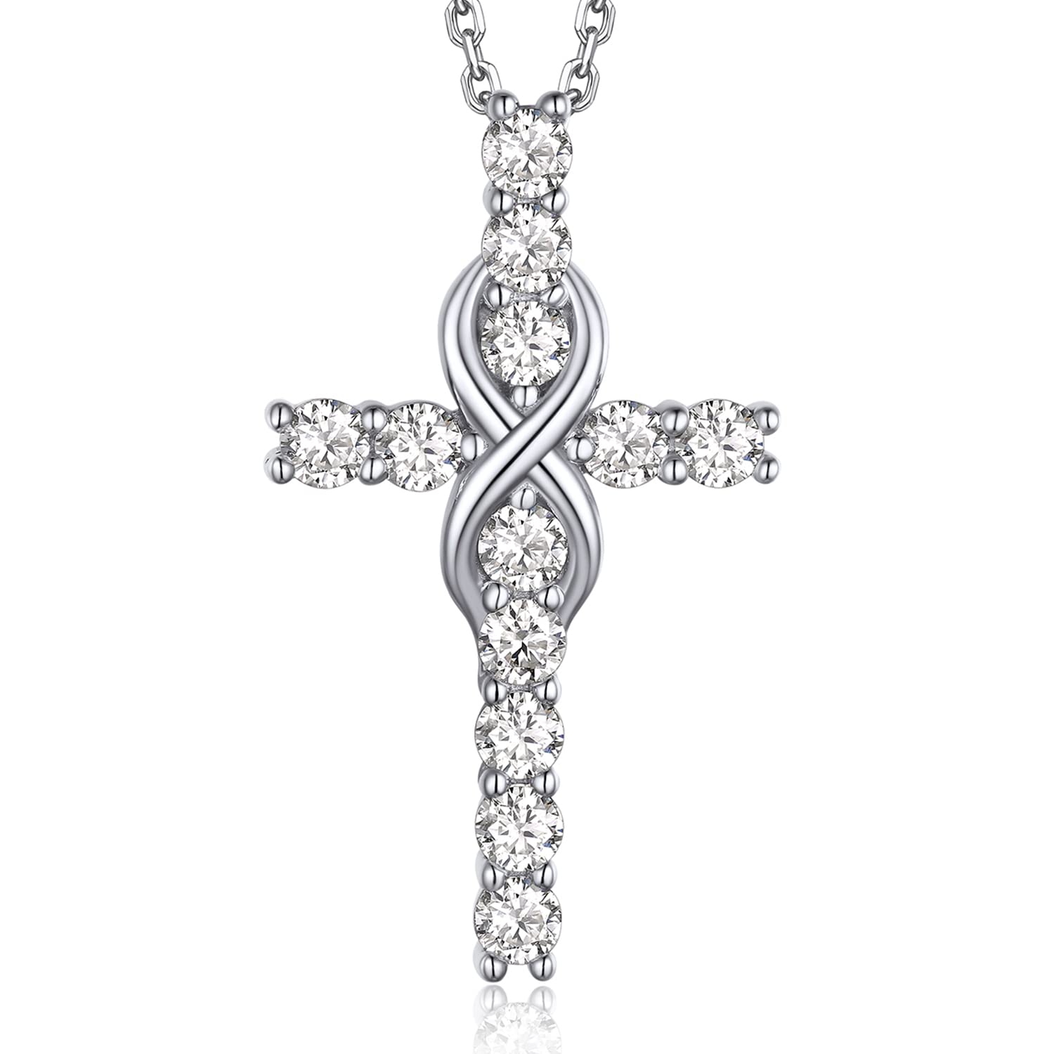 1.2Ct Moissanite Cross Necklace for Women - D Color VVS1 Lab Created Diamond, 925 Sterling Silver Pendant Necklace, Elegant Religious Jewelry Gift for Birthday, Christmas, Anniversary - Perfect for Church, Weddings & Special Occasions