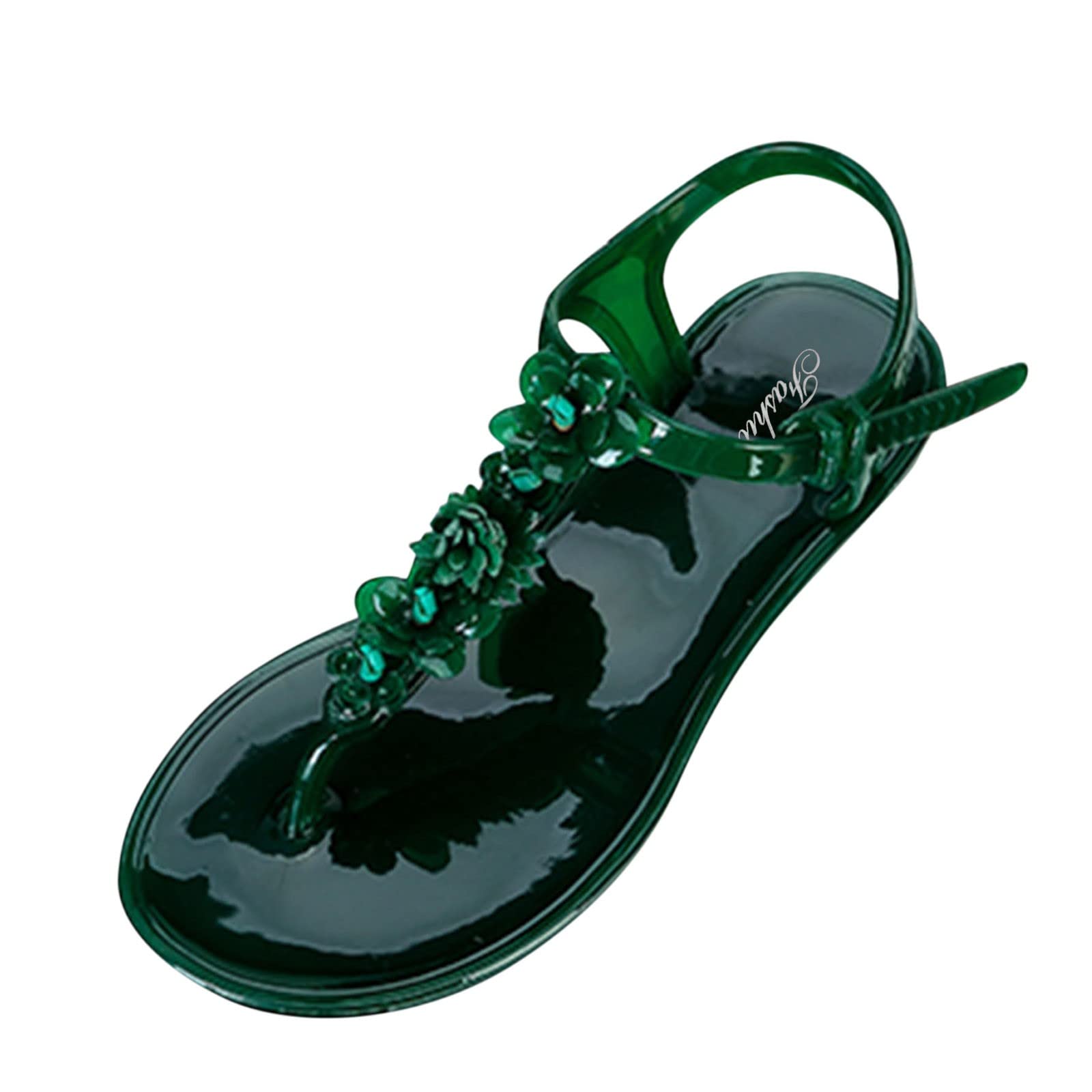 Non-Slip T-Buckle Women's Flip Flops - Comfortable Beach Sandals with Flower Design for Summer - Perfect for Poolside, Vacation & Casual Wear