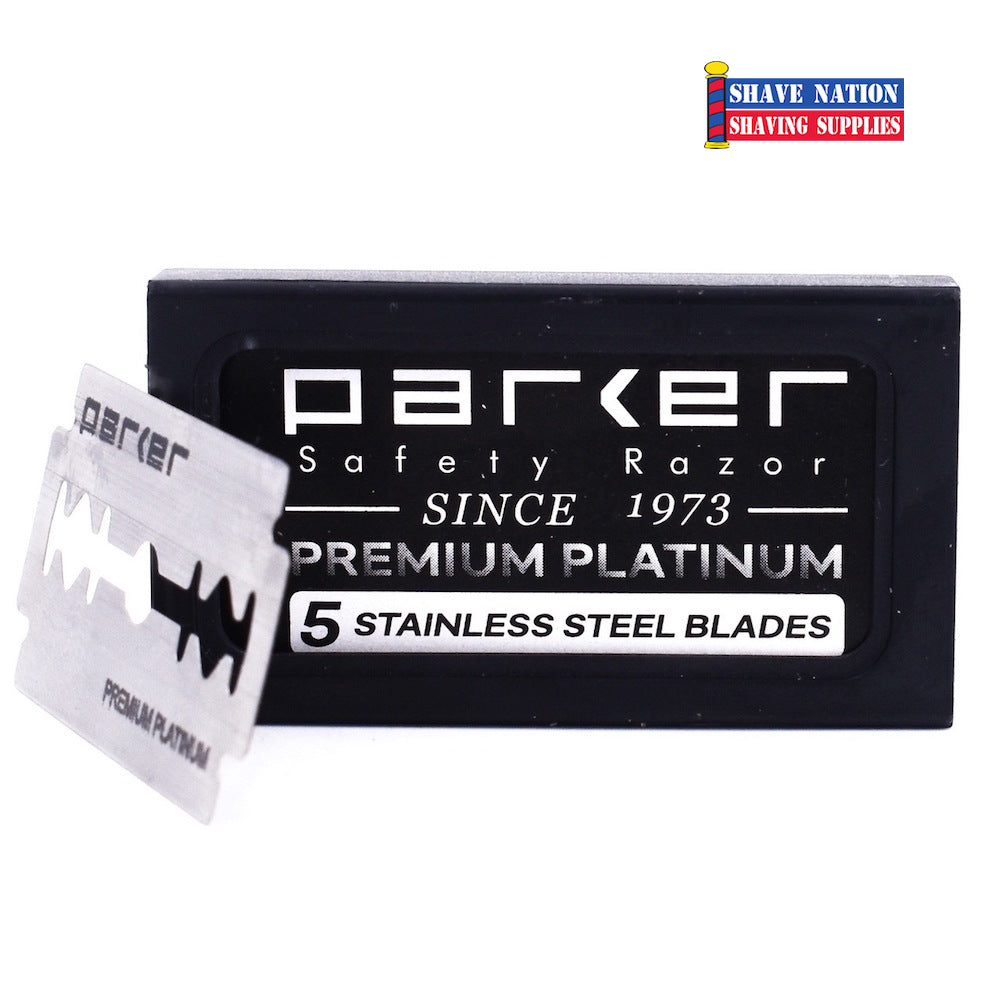 Premium Parker Stainless Steel Platinum Double Edge Razor Blades - 5 Pack - Smooth Shaving for Men & Women - Perfect for Travel & Daily Grooming