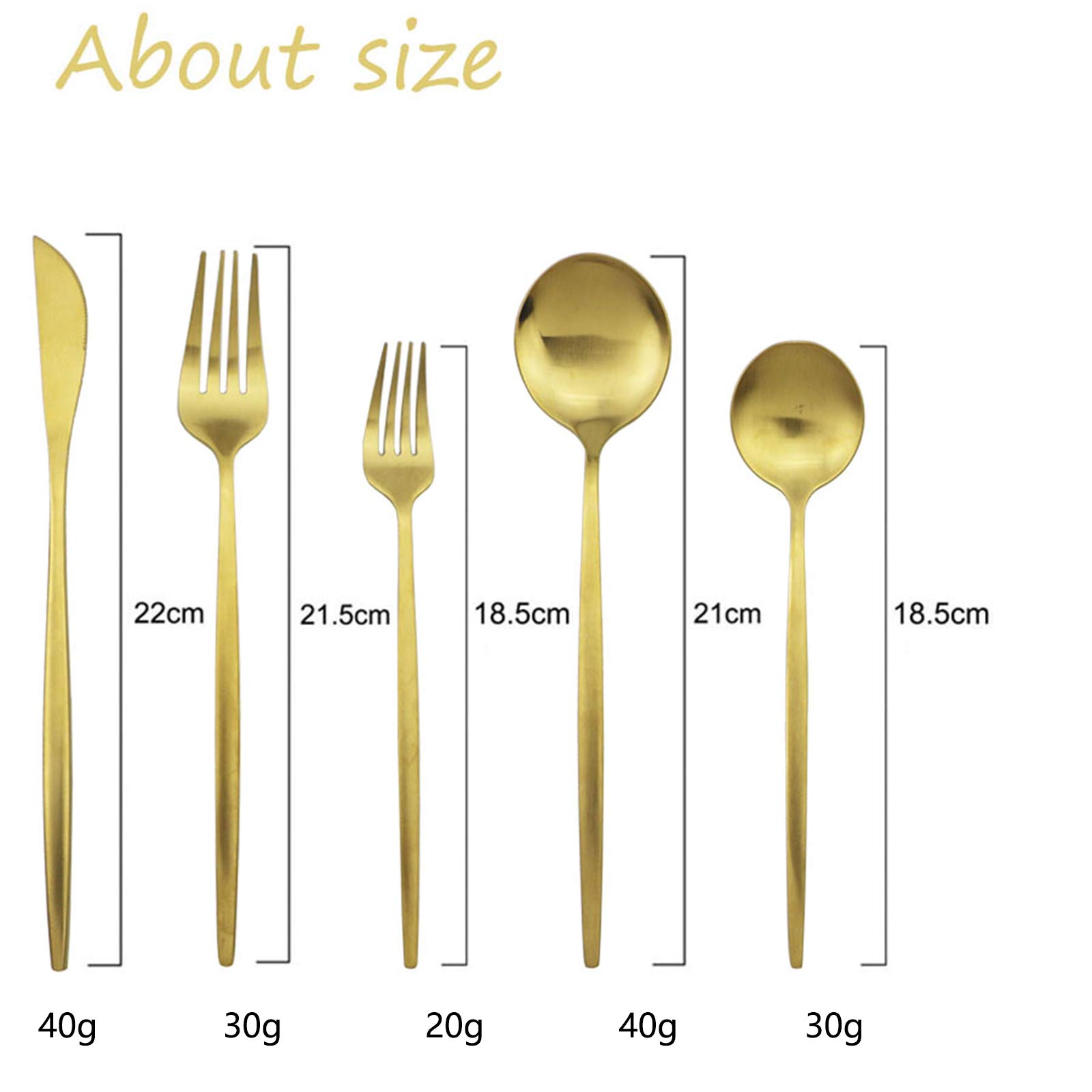 Premium 40-Piece JASHII Gold Silverware Set - 304 Stainless Steel Flatware Cutlery Set for 8 (Forks, Knives, Spoons) - Matte Finish & Satin Tableware - Dishwasher Safe for Home, Restaurant & Dinner Parties - Elegant Dining Set for Weddings, Holidays & Fine Dining Experiences