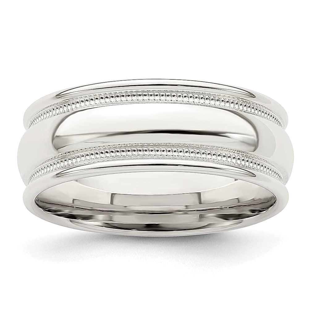925 Sterling Silver 7mm Domed Double Milgrain Wedding Band Ring - Size 11.5 - Classic Elegant Jewelry for Women - Perfect Anniversary, Engagement & Bridal Gift - Ideal for Weddings, Proposals & Special Occasions