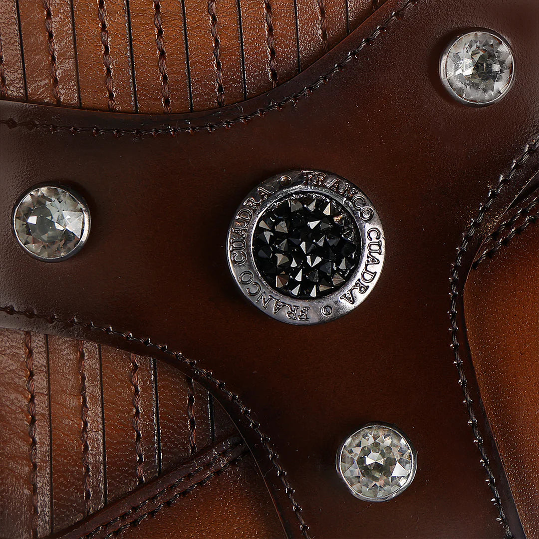 Franco Cuadra Women's Western Cowgirl Ankle Boots - Tobacco Brown Leather Boots for Country Dancing, Rodeo & Casual Wear