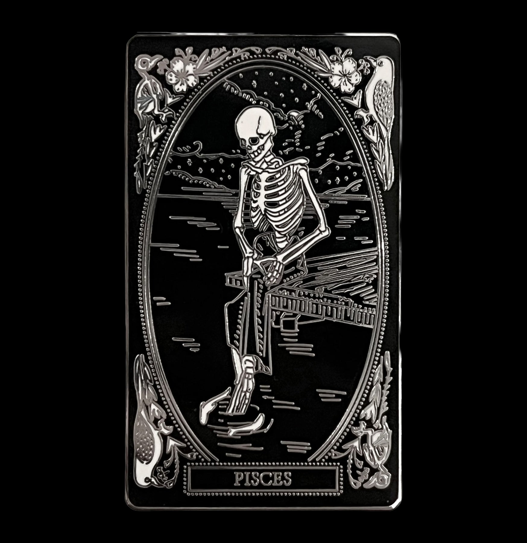Skeletal Zodiac Pin - Gothic Zodiac Sign Brooch for Jackets, Bags & Accessories - Perfect for Goth Fashion, Cosplay & Alternative Style Outfits