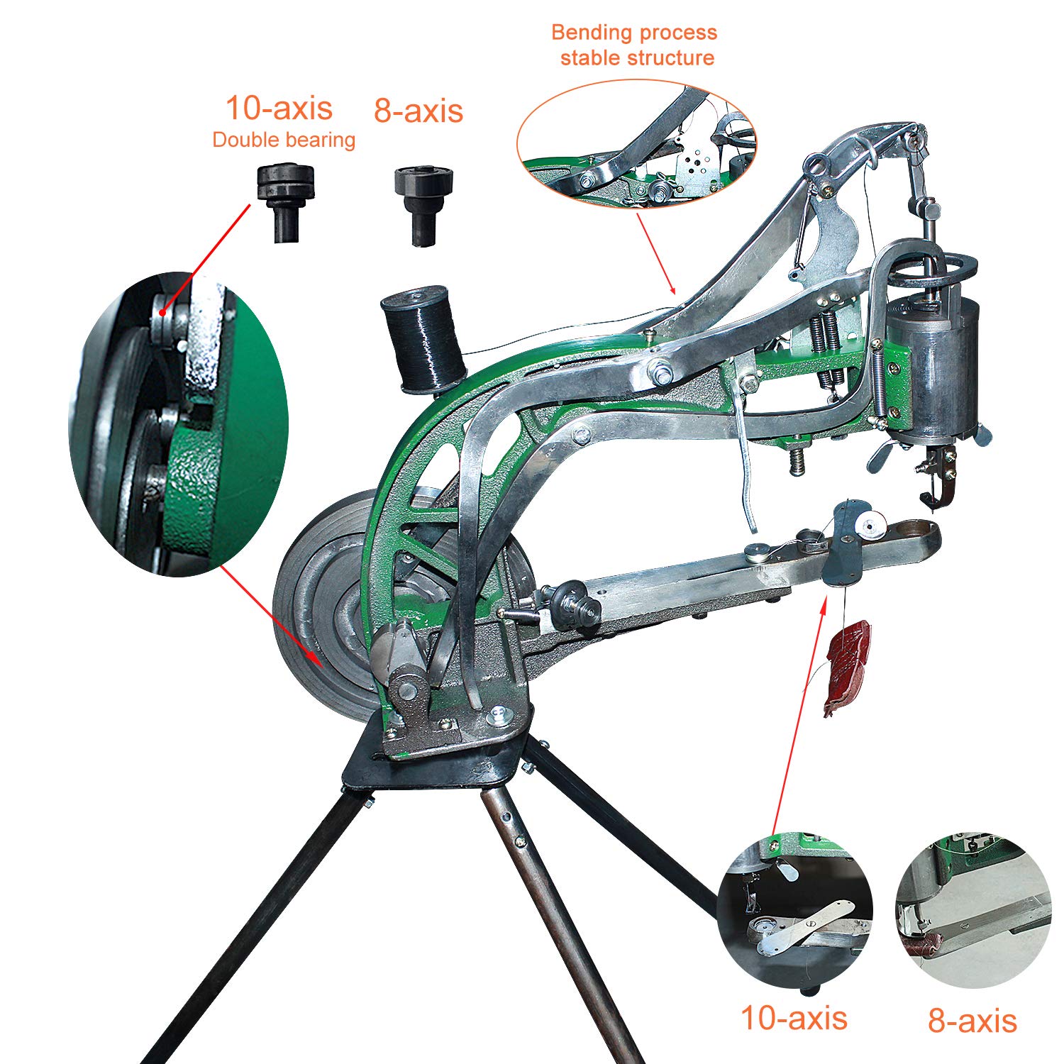 Upgraded 10-Bearing Shoe Repair Hand Sewing Machine | Manual Cobbler Stitcher with Nylon Thread for Shoes, Bags, Clothes, Quilts & Outerwear | Perfect for Home Repairs, DIY Projects & Professional Shoe Mending