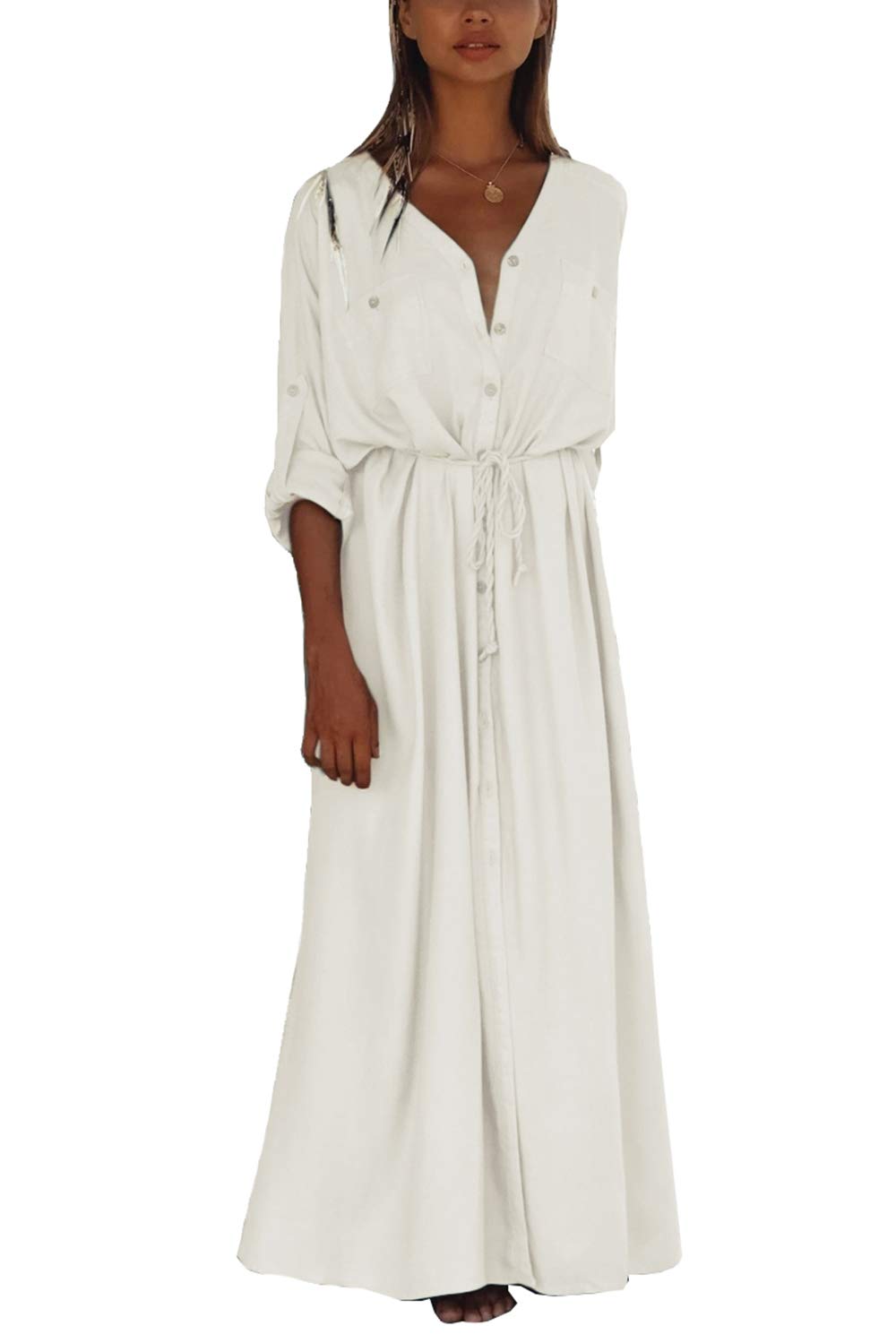 Bohemian Long Kaftan Kimono Maxi Dress for Women - Elegant Beach Cover Up, Nightgown & Summer Evening Wear | Perfect for Vacations, Pool Parties and Relaxing at Home