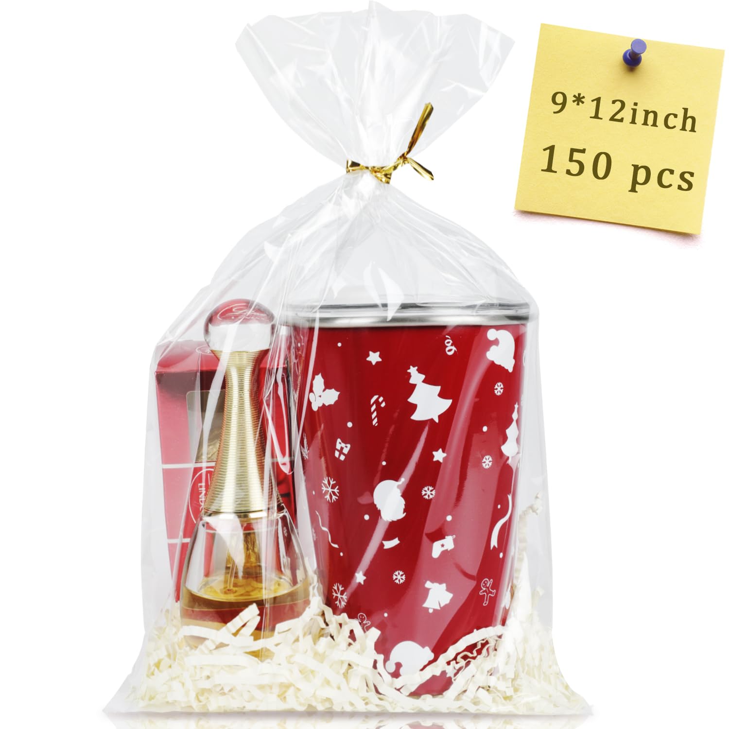 150pcs Clear Cellophane Gift Bags 9x12 Inches with Twist Ties - Candy Cookie Treat Bags for Party Favors, Easter Gifts & Holiday Packaging | Perfect for Birthday Parties, Baby Showers, Wedding Favors and Christmas Treats