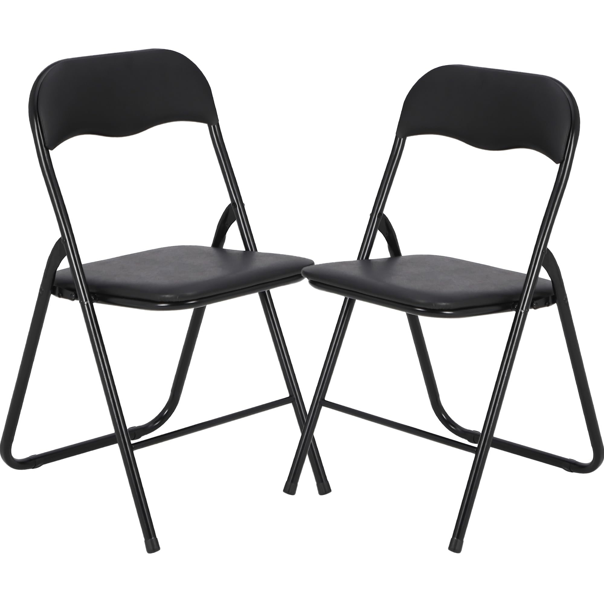 GAOMON 2 Pack Folding Chairs with Cushion - Heavy Duty Metal Frame, Non-Slip Feet, Stackable Design for Indoor & Outdoor Use - Perfect for Parties, Camping, Picnics, and Home Events (Black)