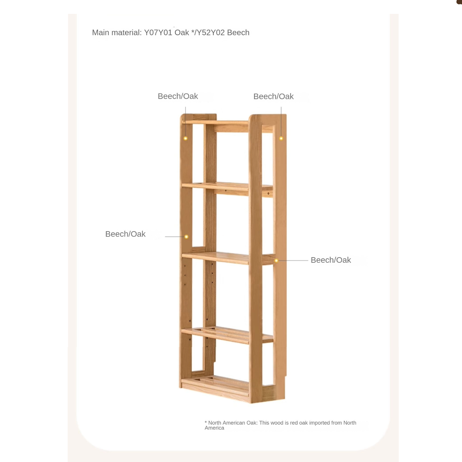 Solid Wood Kids Bookshelf - Oak & Beech Toy Storage Organizer for Bedroom, Playroom & Nursery - Durable & Stylish Children's Furniture