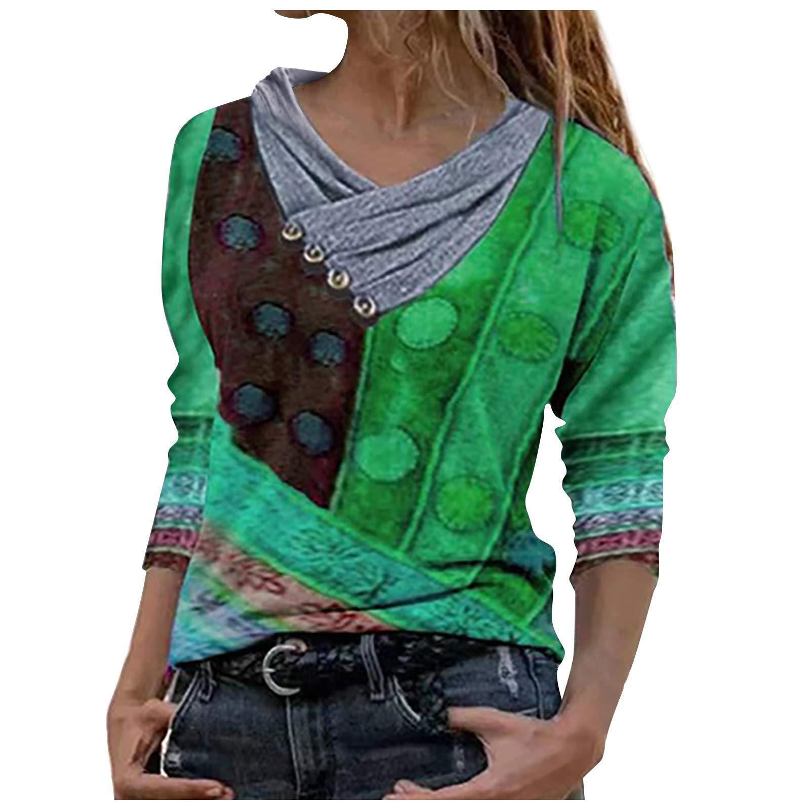 Women's Vintage Floral Print Casual Blouse with Embroidery Lace Collar - Comfy Spring & Autumn Tops for Daily Wear, Office & Date Night Outfits