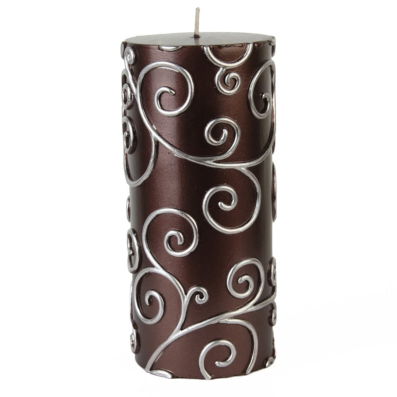 Jeco 3x6 Inch Purple Scroll Pillar Candles (Pack of 12) - 3