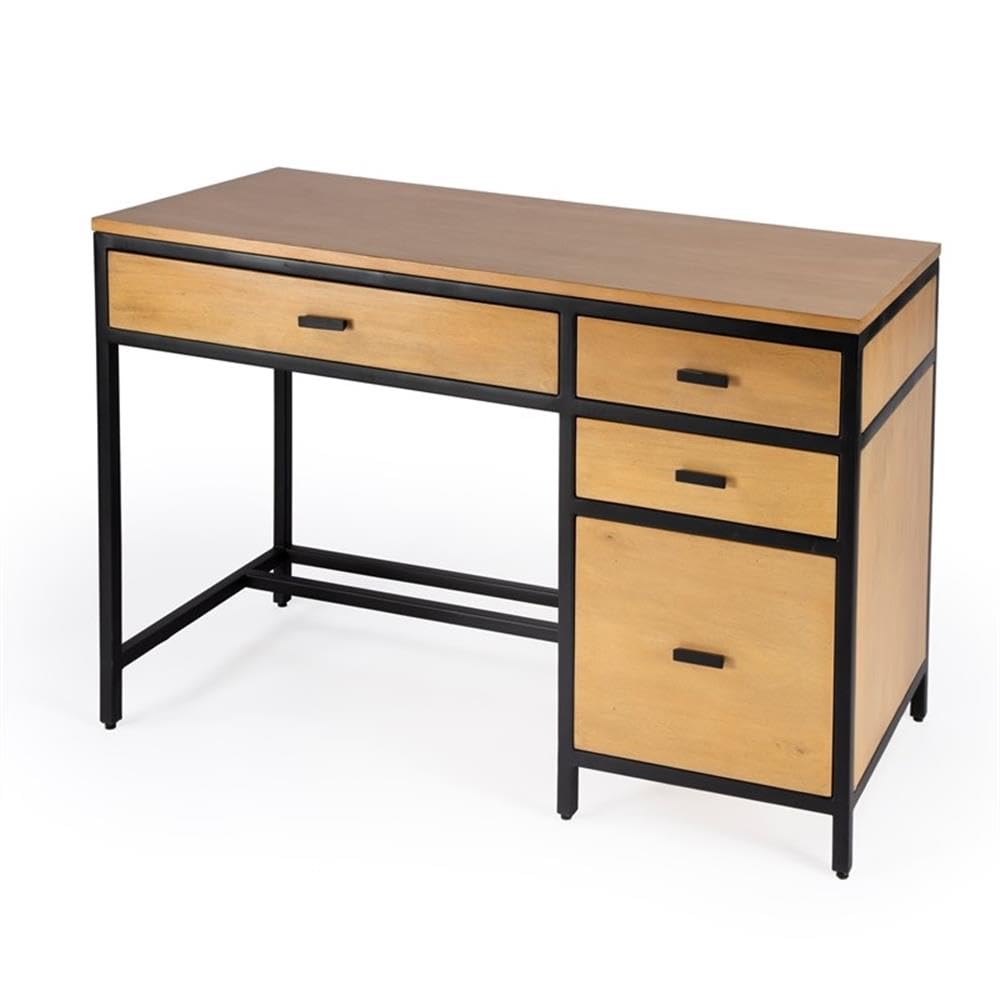 Butler Specialty Company Hans Natural Wood Storage Desk - Stylish Home Office Desk with Ample Storage Space for Study, Work, and Organization