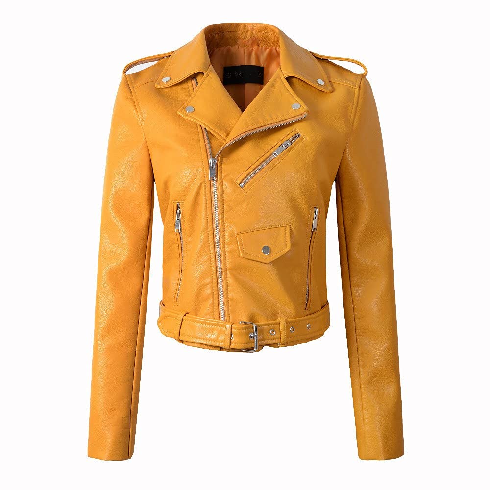 Women's Faux Leather Belted Jacket with Zipper Detail - Stylish Racing Coat for Winter Warmth - Perfect for Casual Outings, Office Wear & Night Out Fashion