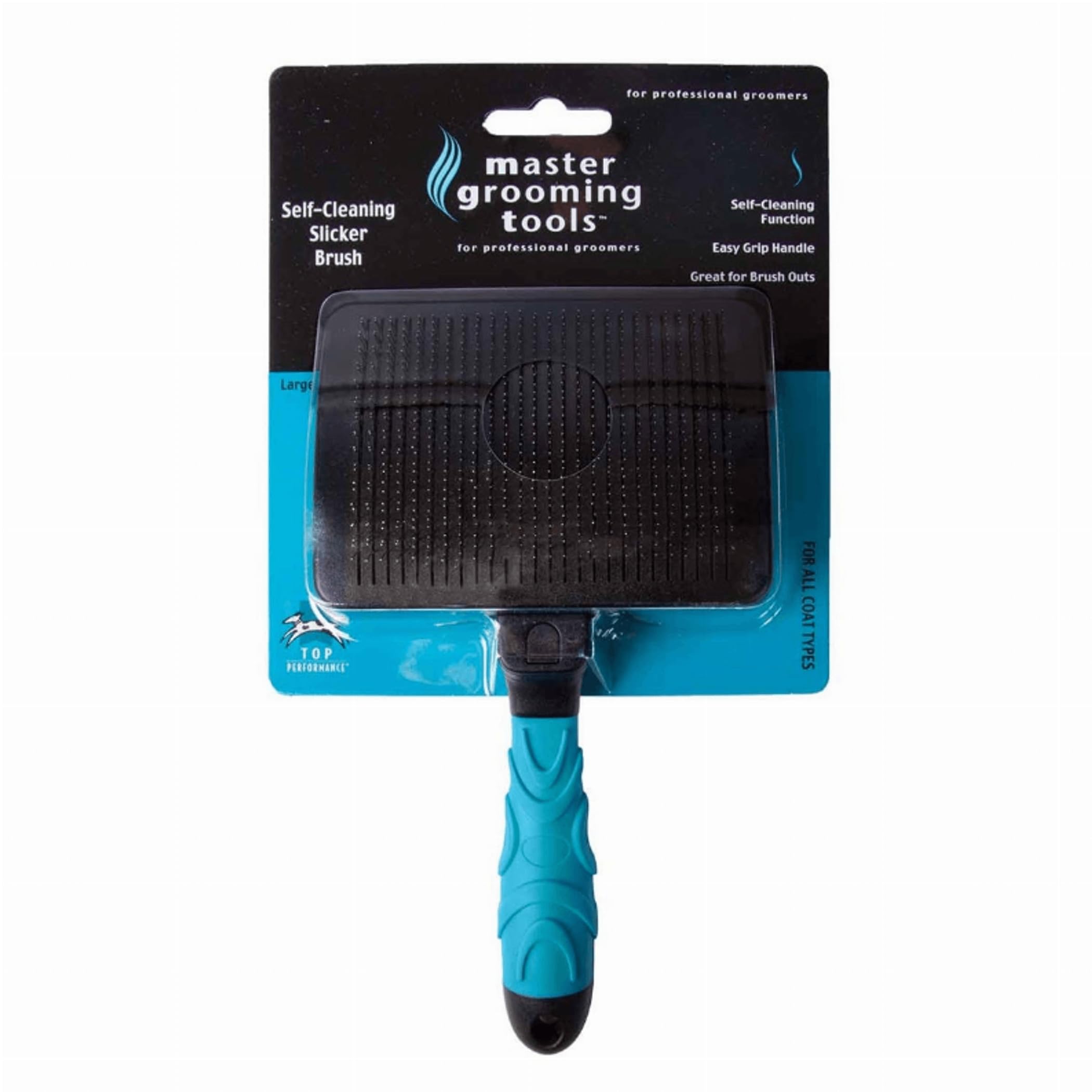 Master Grooming Tools MGT Self-Cleaning Slicker Brush L Blue - Perfect for Dogs & Cats Grooming at Home
