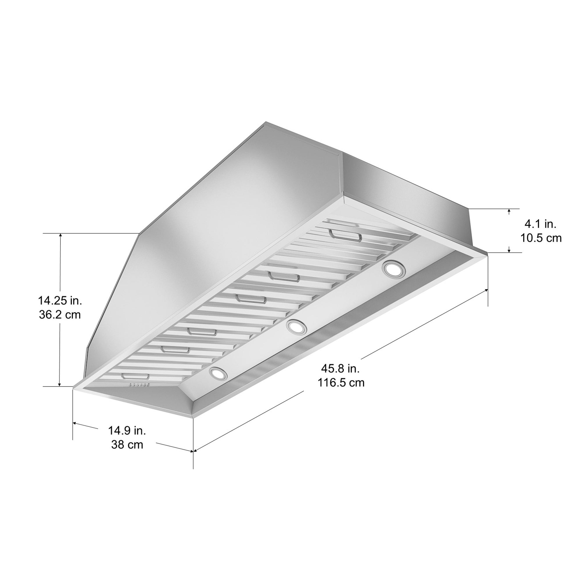 48 Inch Pro Insert Range Hood with LED Lights - Perfect for Modern Kitchens & Stainless Steel Appliances