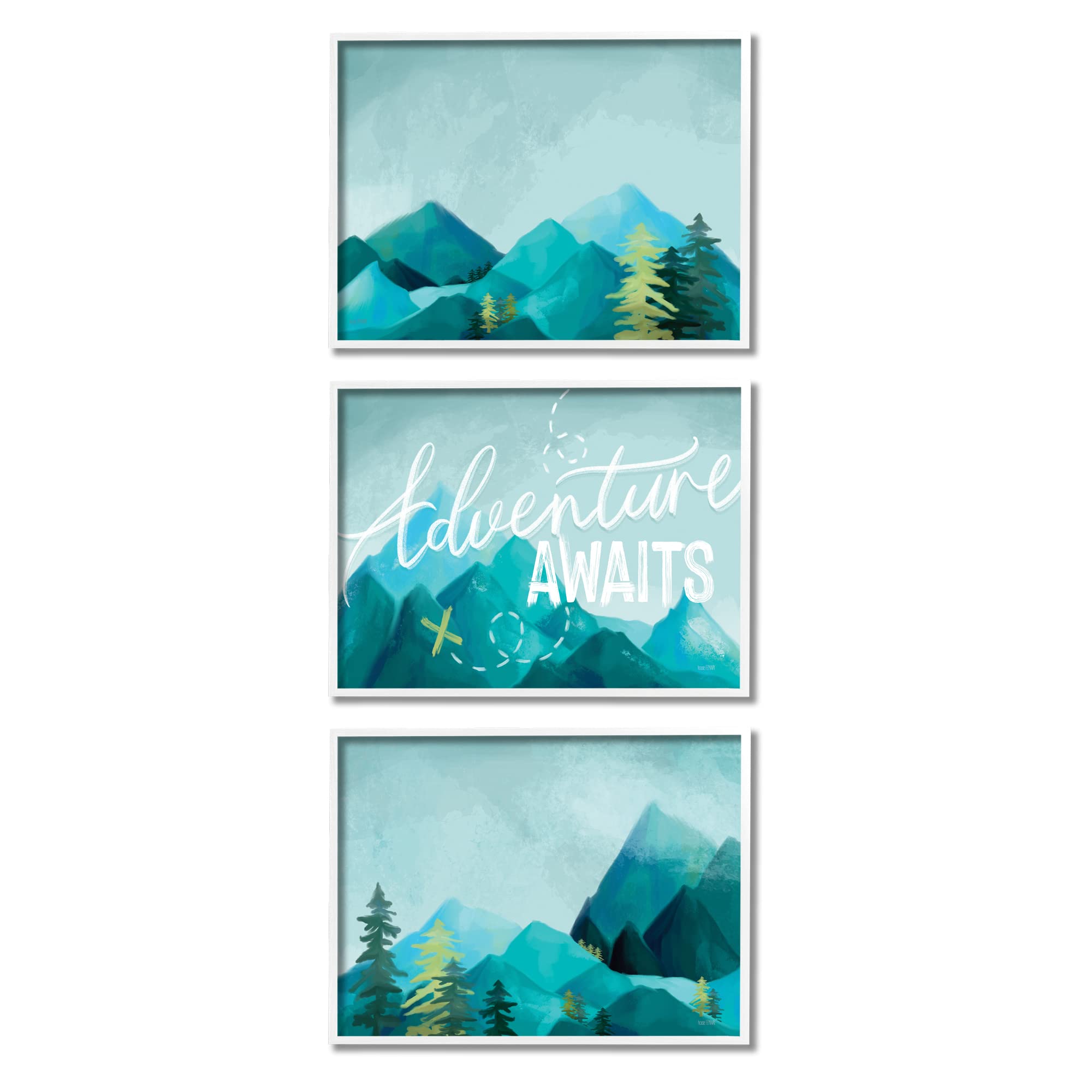 Stupell Industries 'Icy Panoramic Adventure Awaits' Framed Wall Art - Motivational Outdoor Landscape Print by House Fenway - Perfect for Living Room, Office & Cabin Decor