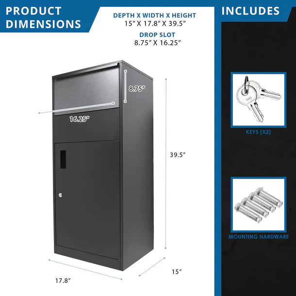 Barska CB13706 Extra Large Locking Parcel Box - Secure Single Compartment Mailbox for Packages | Perfect for Home, Office & Apartment Deliveries