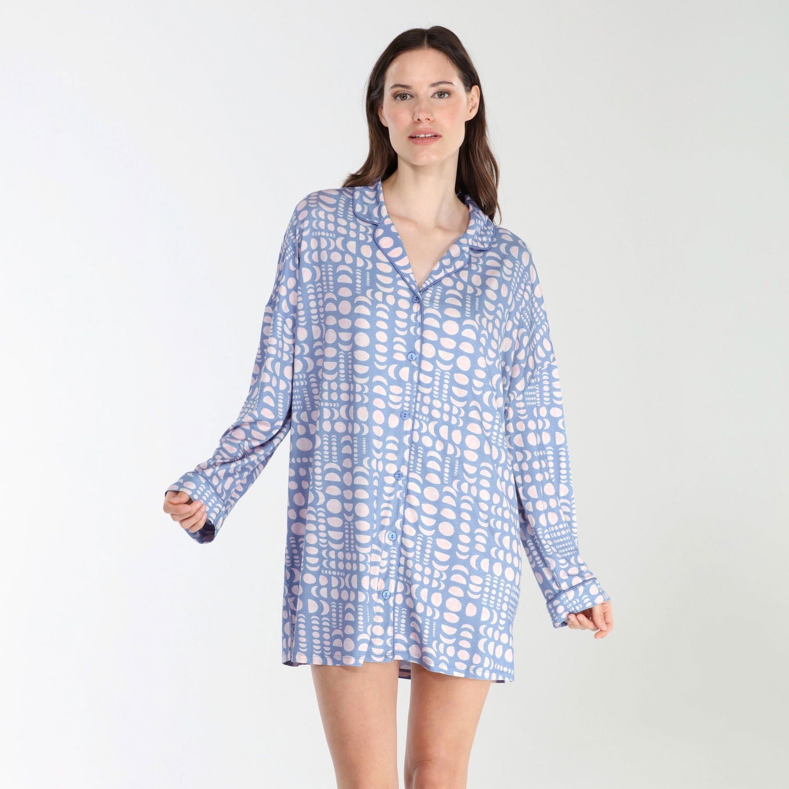 All American Sleepshirt In Stormy Moons - Cozy Cotton Nightshirt for Women | Perfect for Lounging, Sleepovers & Relaxing at Home