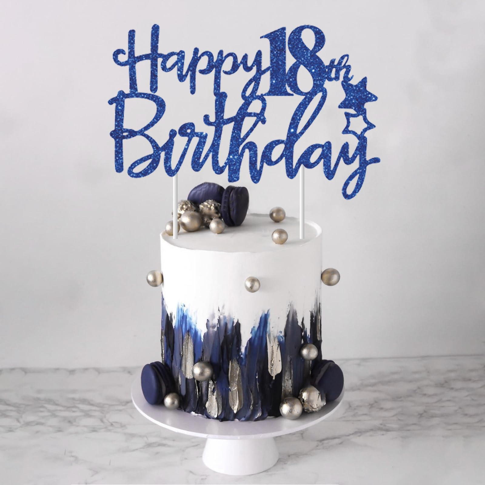 Navy Blue & Silver 18th Birthday Party Decorations Set - 18 Balloon, Banner & Party Supplies for Boys | Perfect for 18 Years Old Birthday Celebrations & Milestone Parties