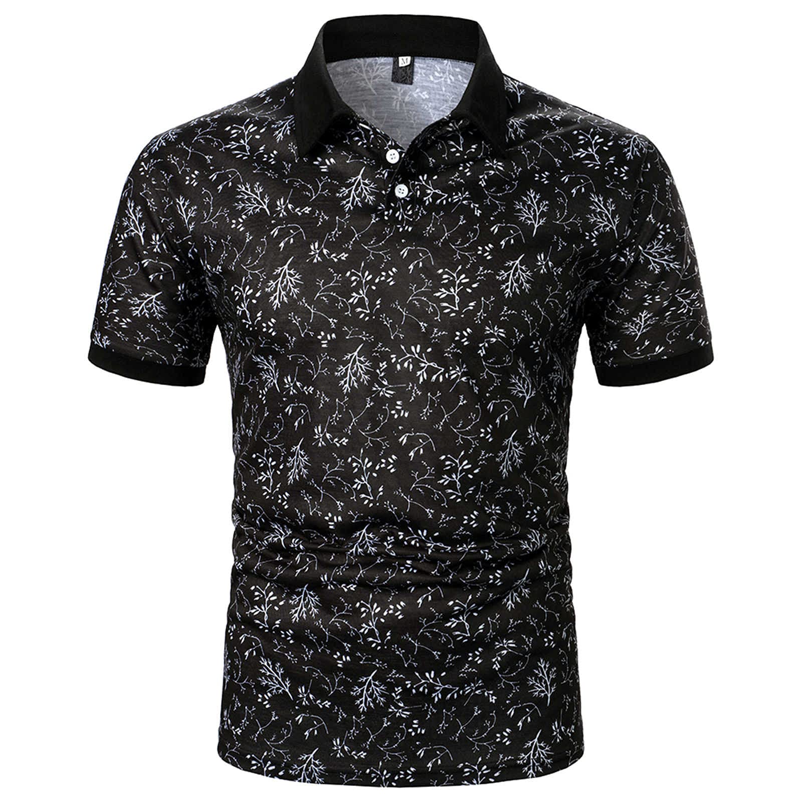 Jungle & Spring Button Print Men's Short Sleeve Casual Shirt - Breathable Summer Button Down Blouse for Outdoor Adventures & Casual Wear