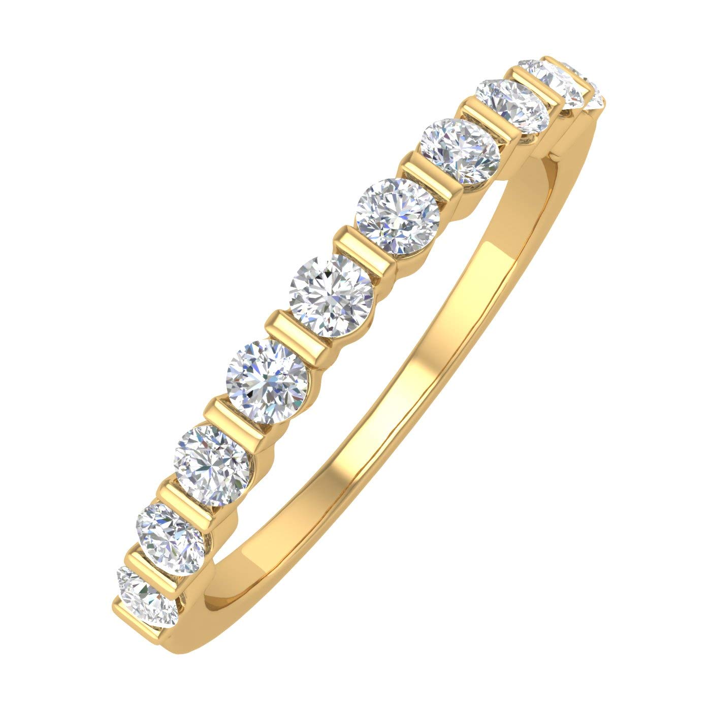 14K Gold Channel Set Diamond Wedding Band Ring - 1/2 Carat Total Weight, Dainty Stackable Bridal Ring for Women, Perfect for Engagement, Anniversary & Everyday Elegance