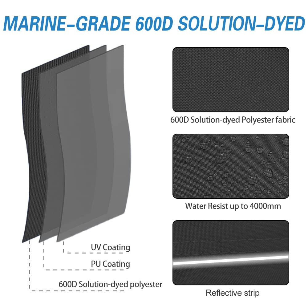 Upgraded Fade & Crack Resistant Jet Ski Cover - Heavy Duty Waterproof PWC Cover with UV Protection & Reflective Strips (Fits 136