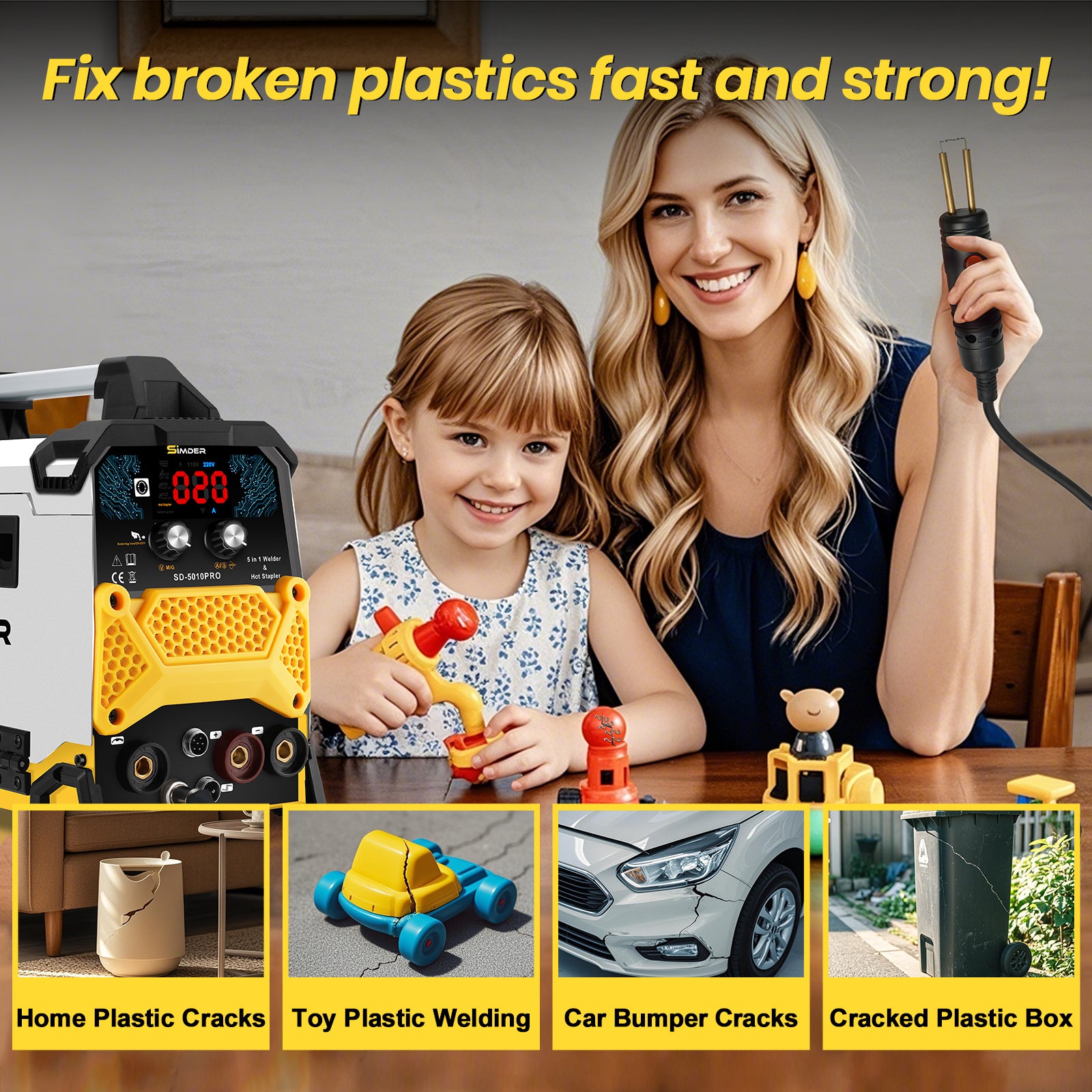 SSimder SD 5010 PRO 5-in-1 Welding Kit with Hot Stapler & Soldering Iron - Professional Multi-Function Welder for DIY, Home Repairs & Metal Crafts (UK Version)