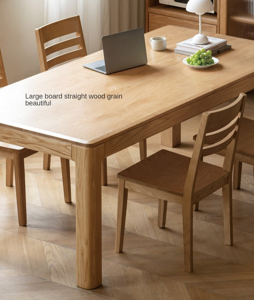Solid Oak & Ash Wood Long Dining Table - Rustic Farmhouse Style for 6-8 People - Perfect for Family Gatherings & Dinner Parties