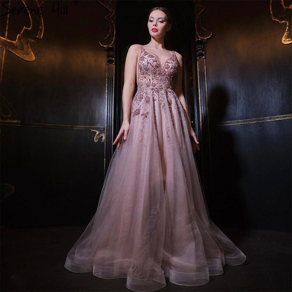Serene Hill Pink A-Line Sexy Evening Dress with Spaghetti Straps & Beading for Women - 2025 Party Gown LA71268 | Perfect for Prom, Cocktail Parties & Formal Events