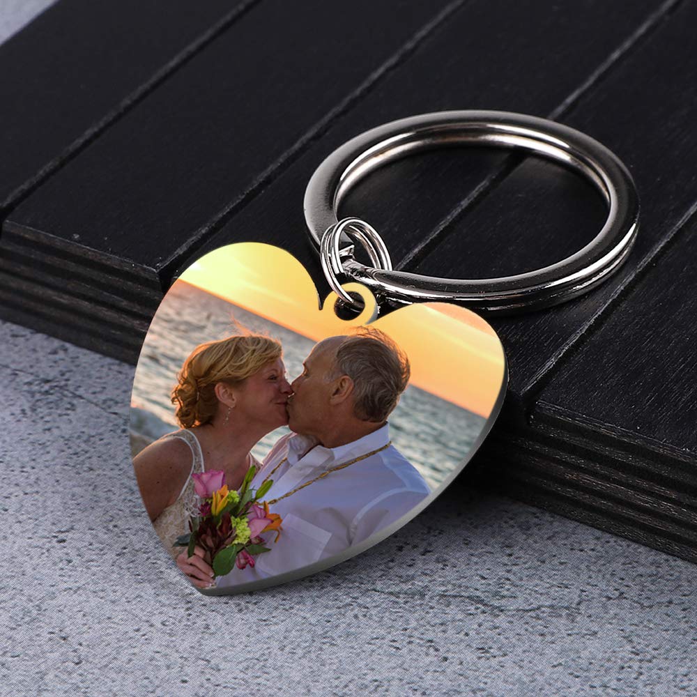 Personalized Photo Calendar Keychain - Custom Engraved Stainless Steel Keyring with Date - Perfect for Gifts, Anniversaries & Daily Organization