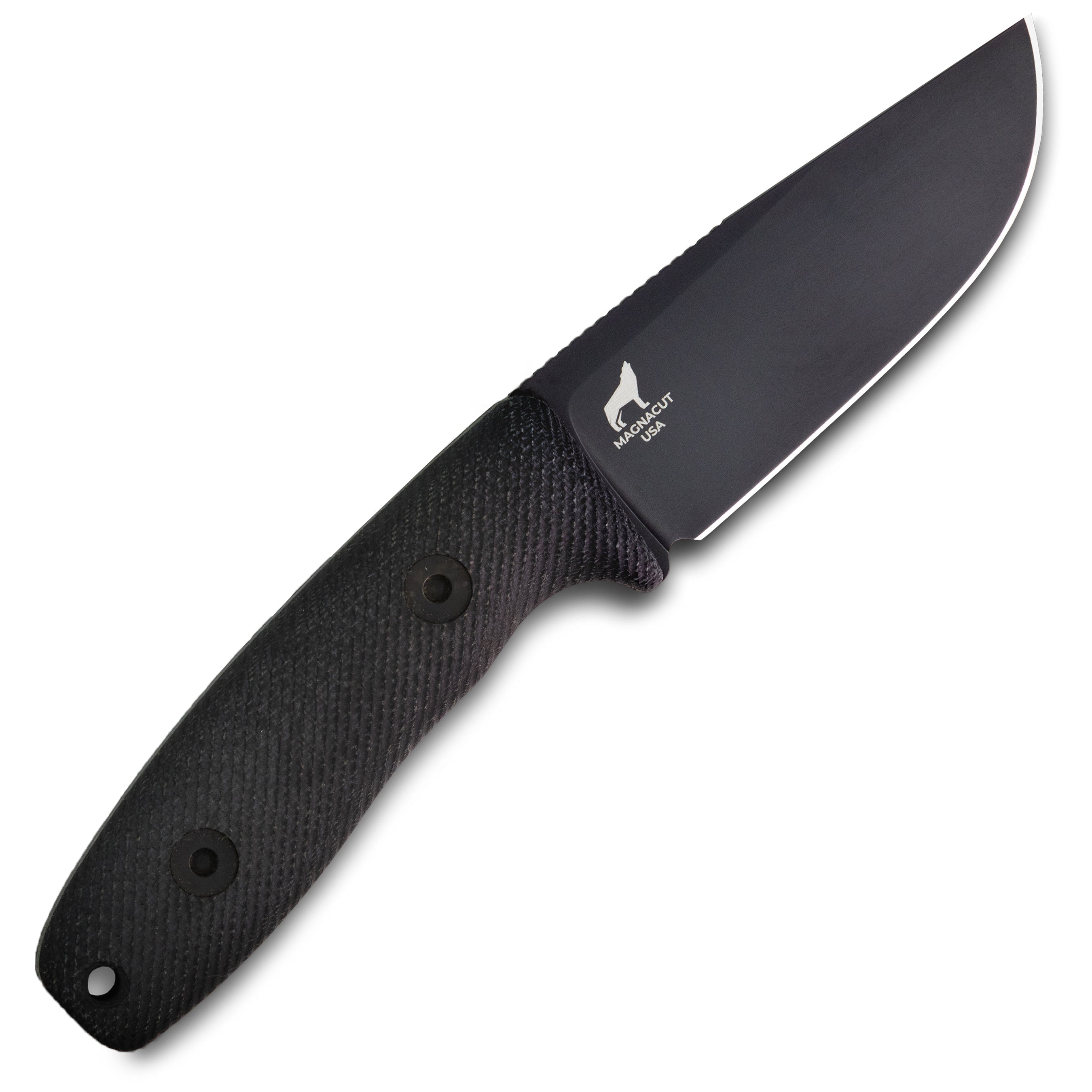 Premium EDC Fixed Blade Knife - CPM MagnaCut Steel with Black DLC Coating & Canvas Micarta Handle | Tactical Survival, Outdoor Camping, Hunting Gear