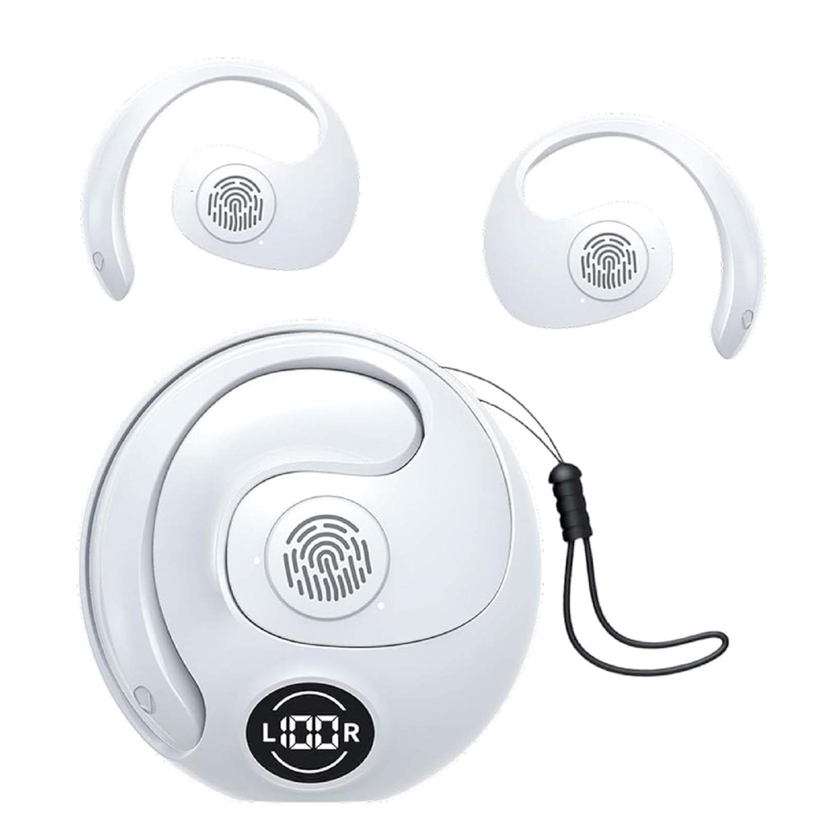 OWS Wireless Bluetooth Over-Ear Headphones with Ear Hooks - Air Bone Conduction Technology for Cycling & Gym - ENC Noise Cancelling for Workouts & Outdoor Sports