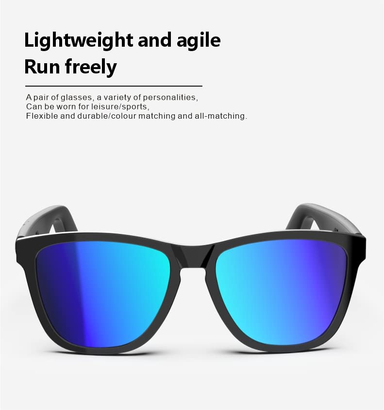 Smart Glasses with Auto On/Off | Blue & Yellow Interchangeable Frames | Open Ear Bluetooth Audio for Music, Calls & Voice Assistant | Perfect for Running, Cycling & Outdoor Activities