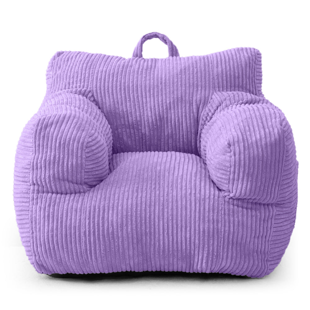 MAXYOYO Kids Bean Bag Chair - Corduroy Bean Bag Couch with Armrests for Children's Room, Playroom & Bedroom - Dark Purple Comfortable Seating for Reading, Gaming & Relaxing