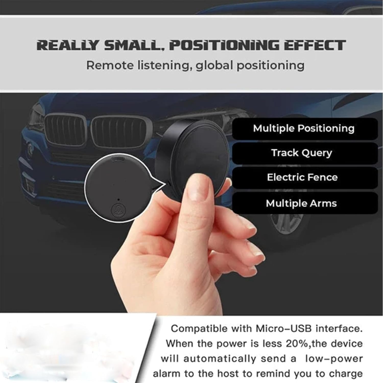 Oveallgo Extra Mini Magnetic GPS Tracker - Micro Vehicle GPS Tracking Device for Cars, Trucks, Bikes & Personal Items | Real-Time Location Tracking | Waterproof & Durable (Black) | Perfect for Anti-Theft, Fleet Management & Asset Protection