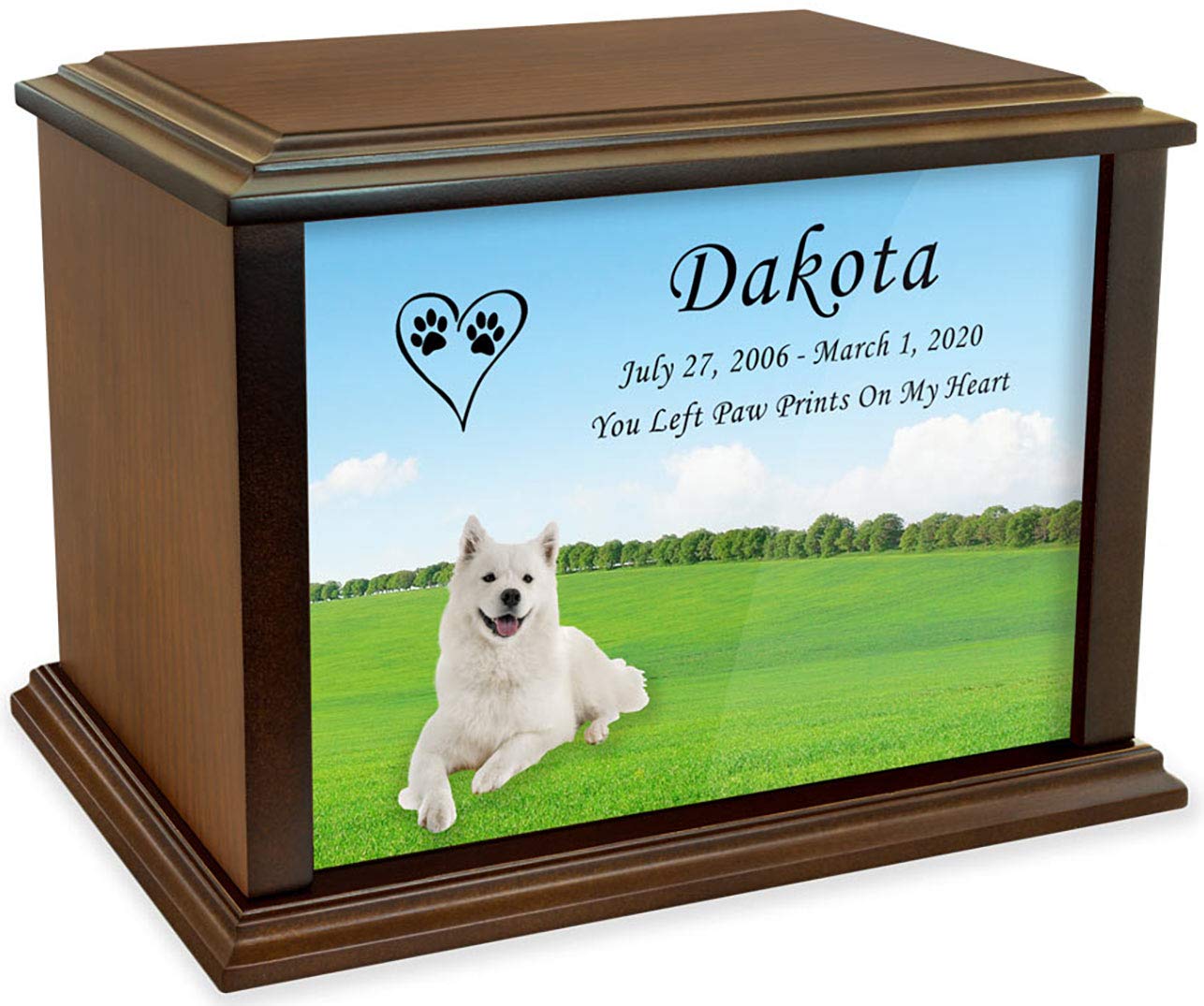 Custom Samoyed Pet Memorial Urn - Personalized Wooden Dog Ashes Container for Medium Pets Up to 100lbs - Perfect for Home Memorials & Pet Loss Remembrance