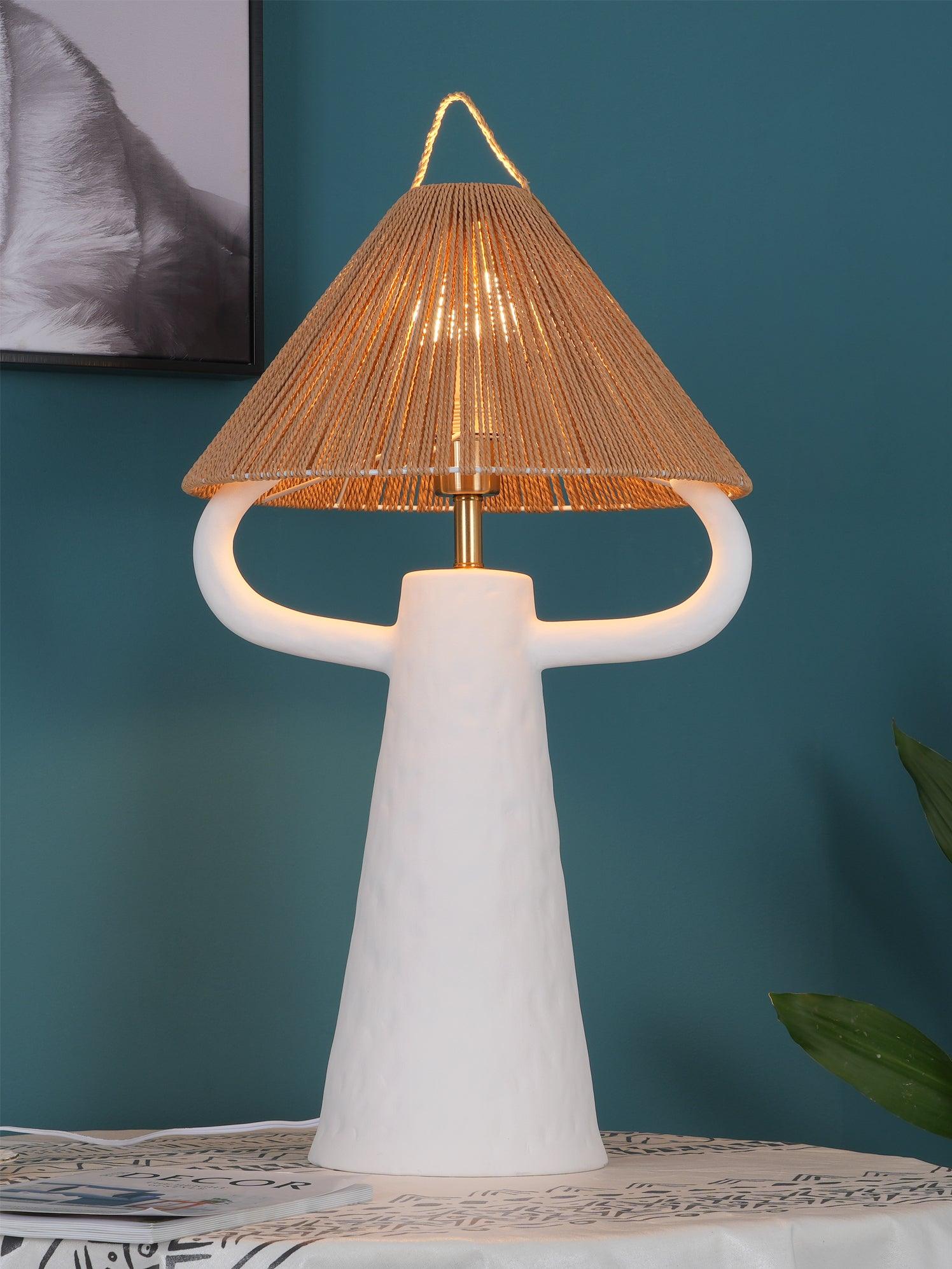 Stylish Ceramic Table Lamp with Horn Design - Modern Home Decor for Living Room, Bedroom & Office