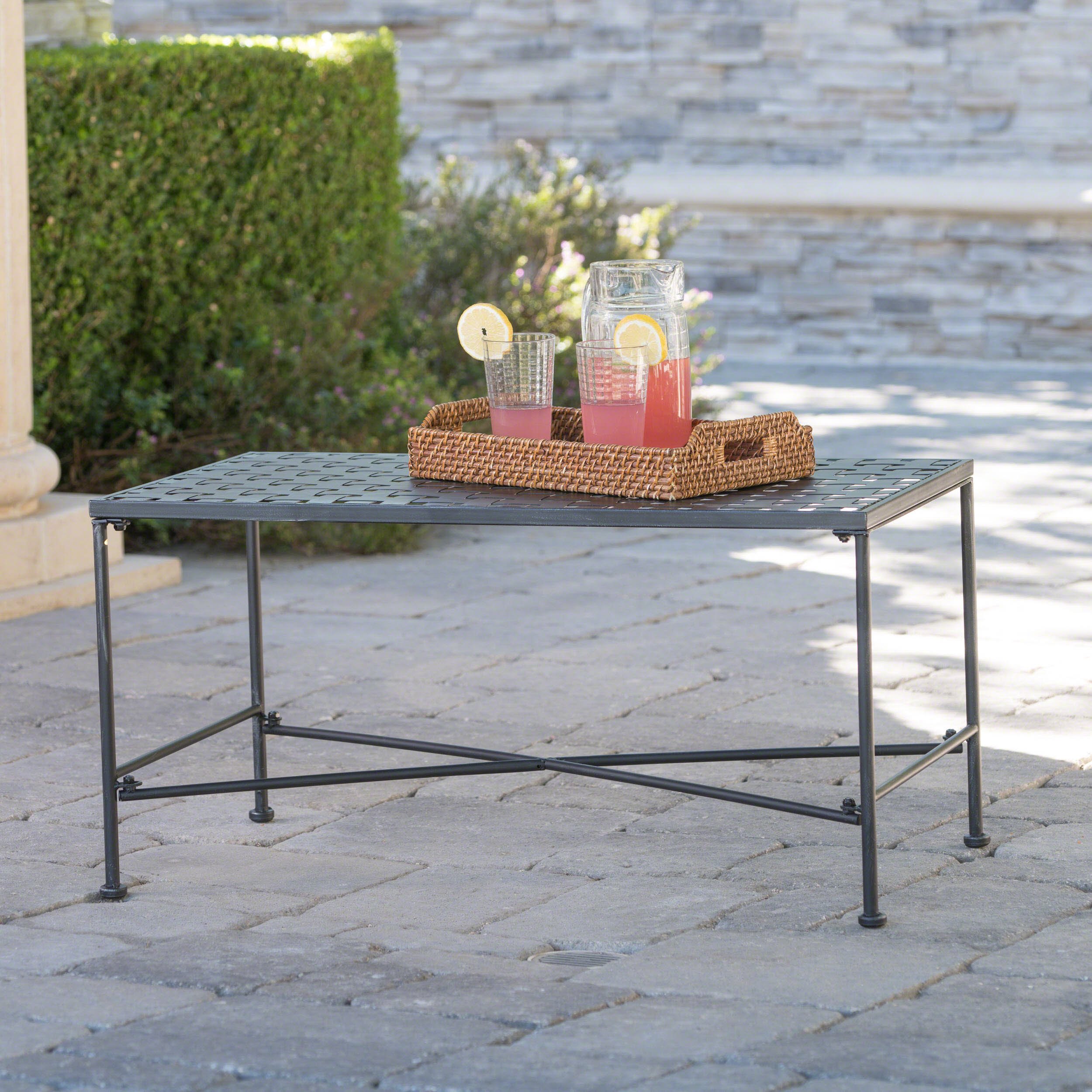 Christopher Knight Home Petra Iron Coffee Table, Black Brush Silver - Modern Living Room Centerpiece for Small Spaces & Apartments